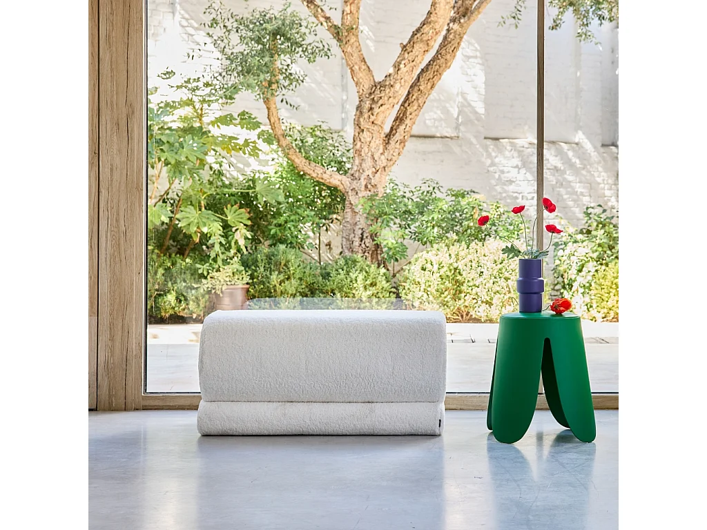 Banc design revêtement bouclette crème 1-2 places L 92 x P 50 x H 45cm - Sasha