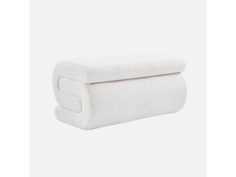 Panca design rivestimento bouclé 1-2 posti, crema