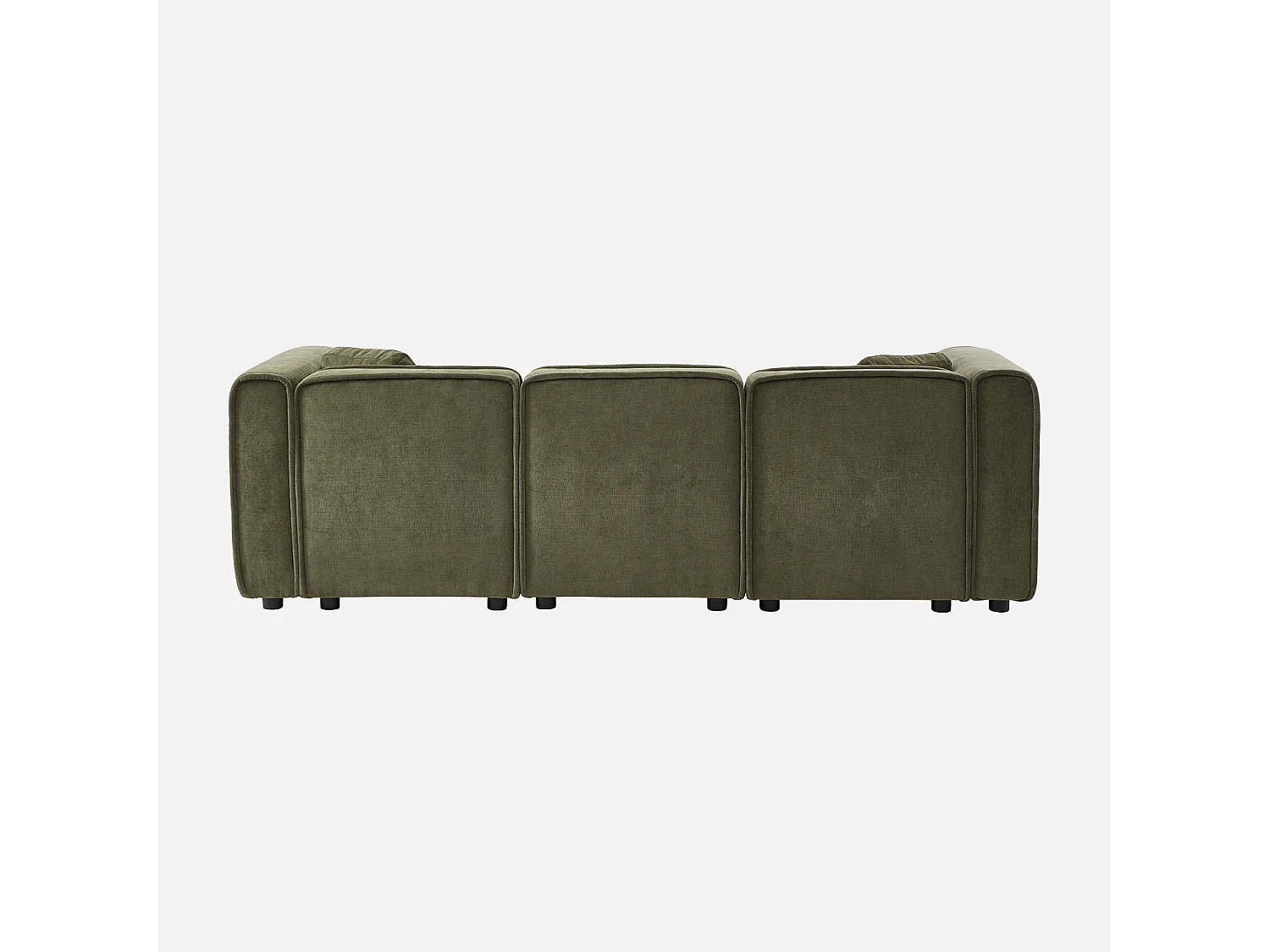 Canapé d'angle droite 3 places tissu kaki 2 coussins carrés L 230 x P 145 x H 70 cm - Lester