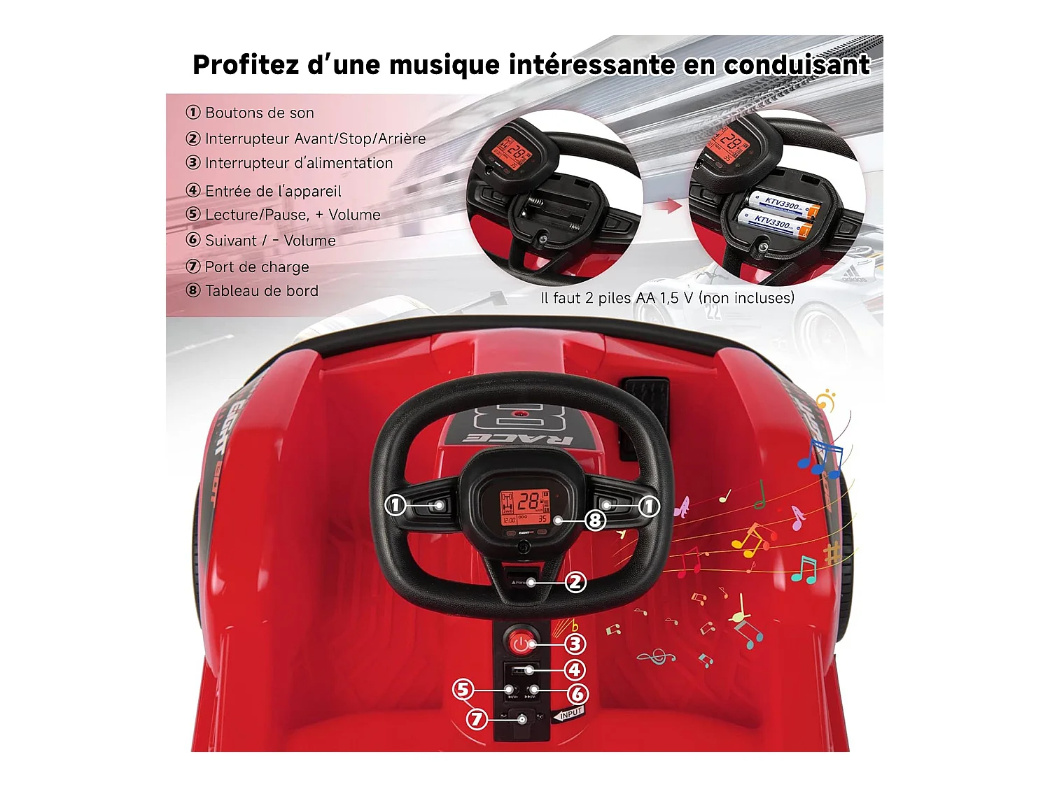 Kart à pédales voiture pour enfants - ORYXEARTH - Rouge - 6V - Electrique - 4 roues