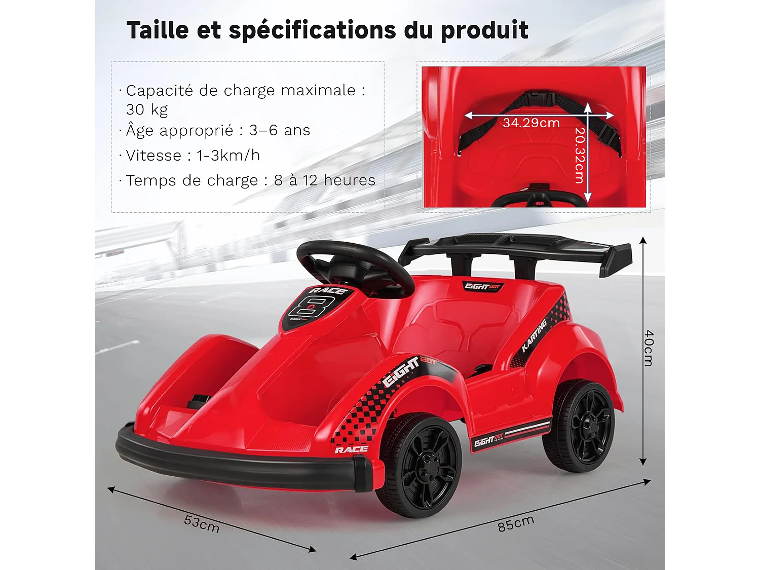 HOMEMIYN 6V Go Kart met afstandsbediening, ✓veiligheidsgordel+traagstart, muziek. 4-wiel elektrisch kinder-cadeau (rood).