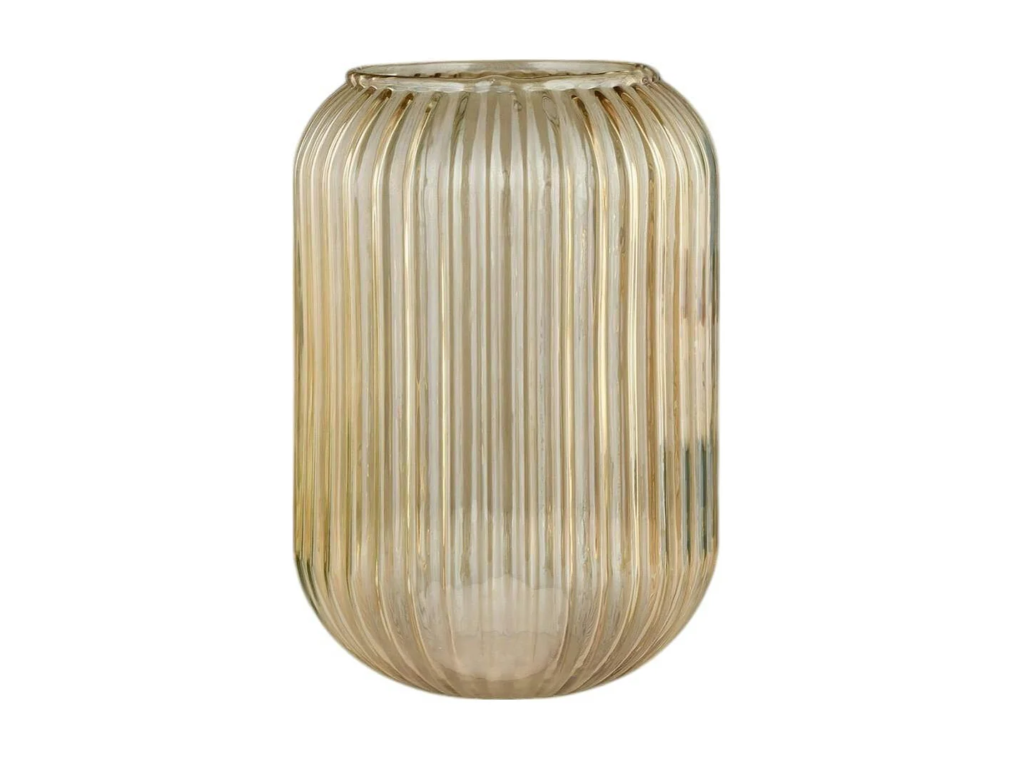 Vase en verre rainuré ambré – style vintage