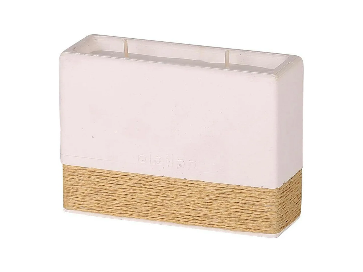 Bougie parfumée blanche 2 mèches – socle corde tressée