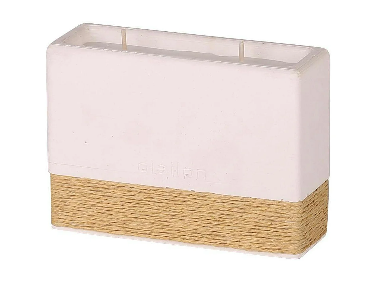 Bougie parfumée blanche 2 mèches – socle corde tressée