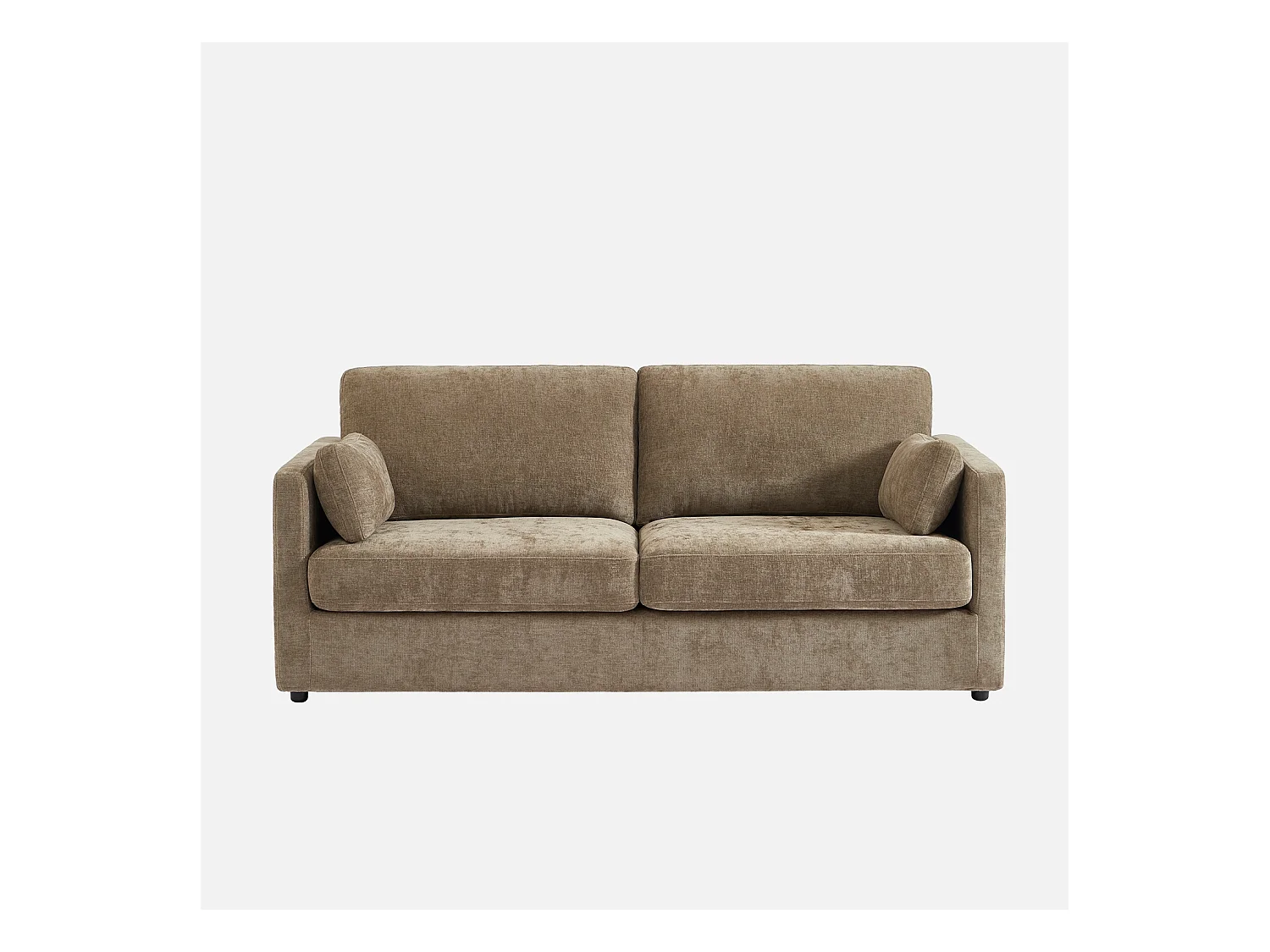 Sofá desenfundable de tela lisa de 2 plazas pardo