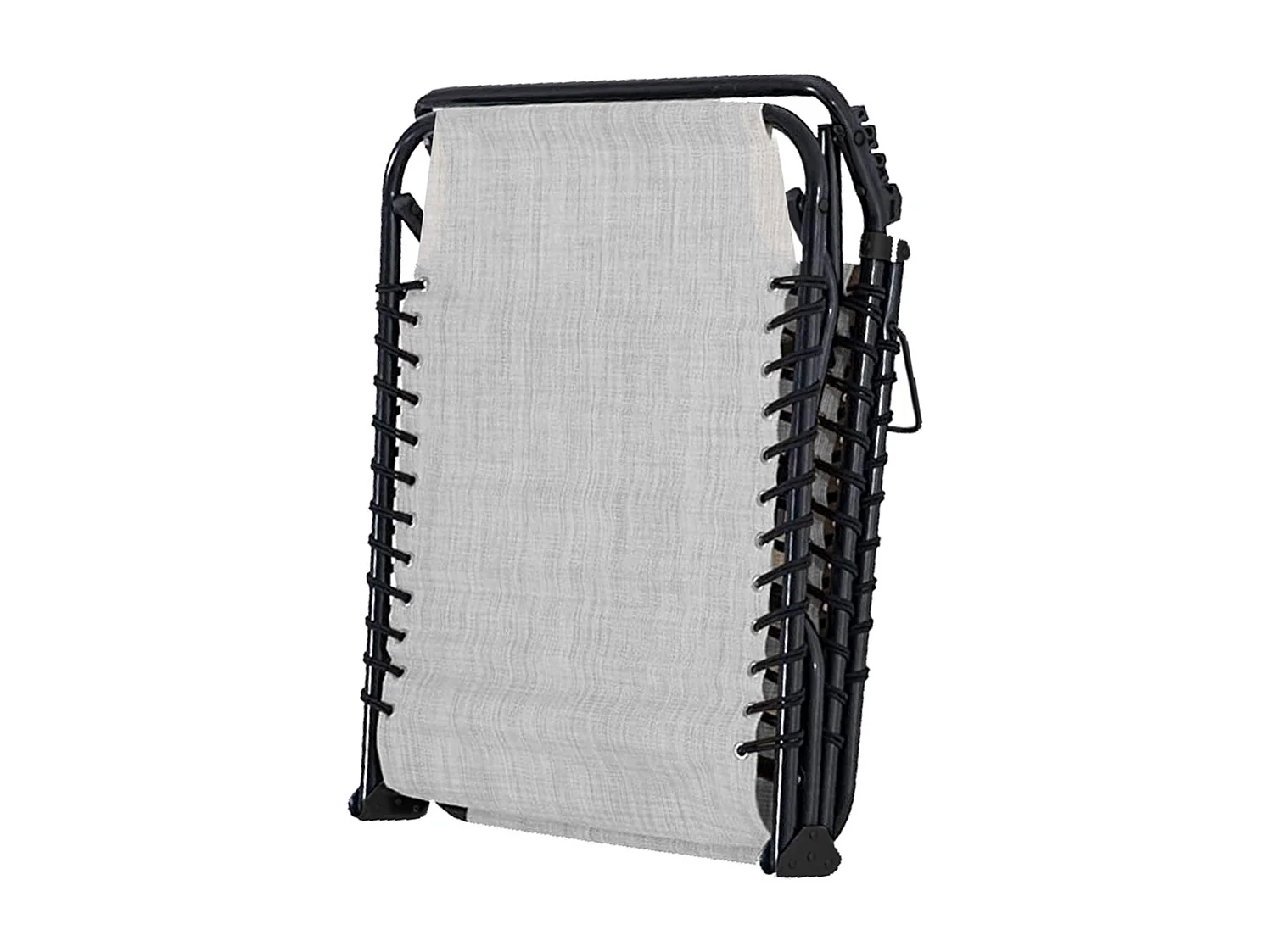 Lot de 2 Transat Chaise longue pliante Bain de soleil coloris Gris clair avec coussin - Longueur 188 x Profondeur 55 x Hauteur 30 cm