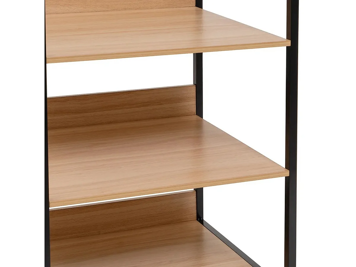 Portant dressing avec étagères et penderie e en bois naturel et métal noir - Longueur 60 x Profondeur 48 x Hauteur 190 cm