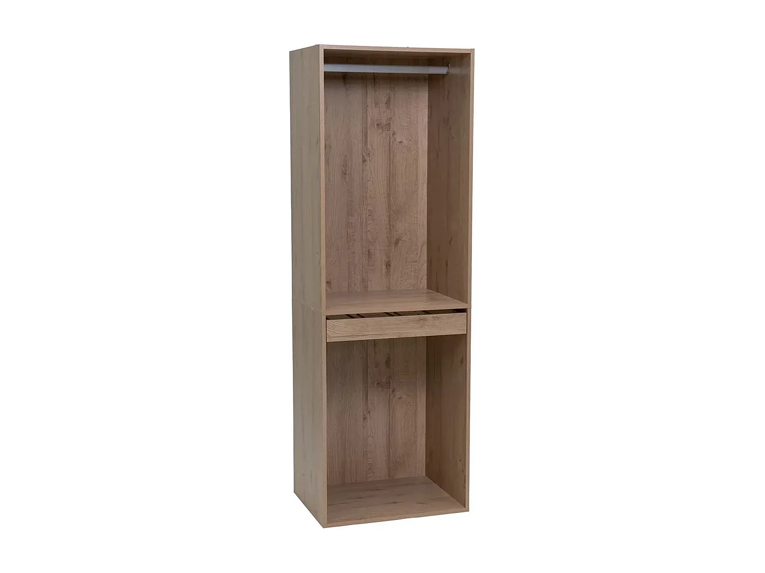 Colonne de dressing en bois avec penderie et tiroir en bois coloris bois Naturel - Longueur 60  x Profondeur 45 x Hauteur 180  cm