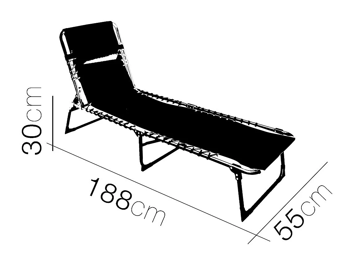 Lot de 2 Transat Chaise longue pliante Bain de soleil coloris  vert émeraude  avec coussin - Longueur 188 x Profondeur 55 x Hauteur 30 cm