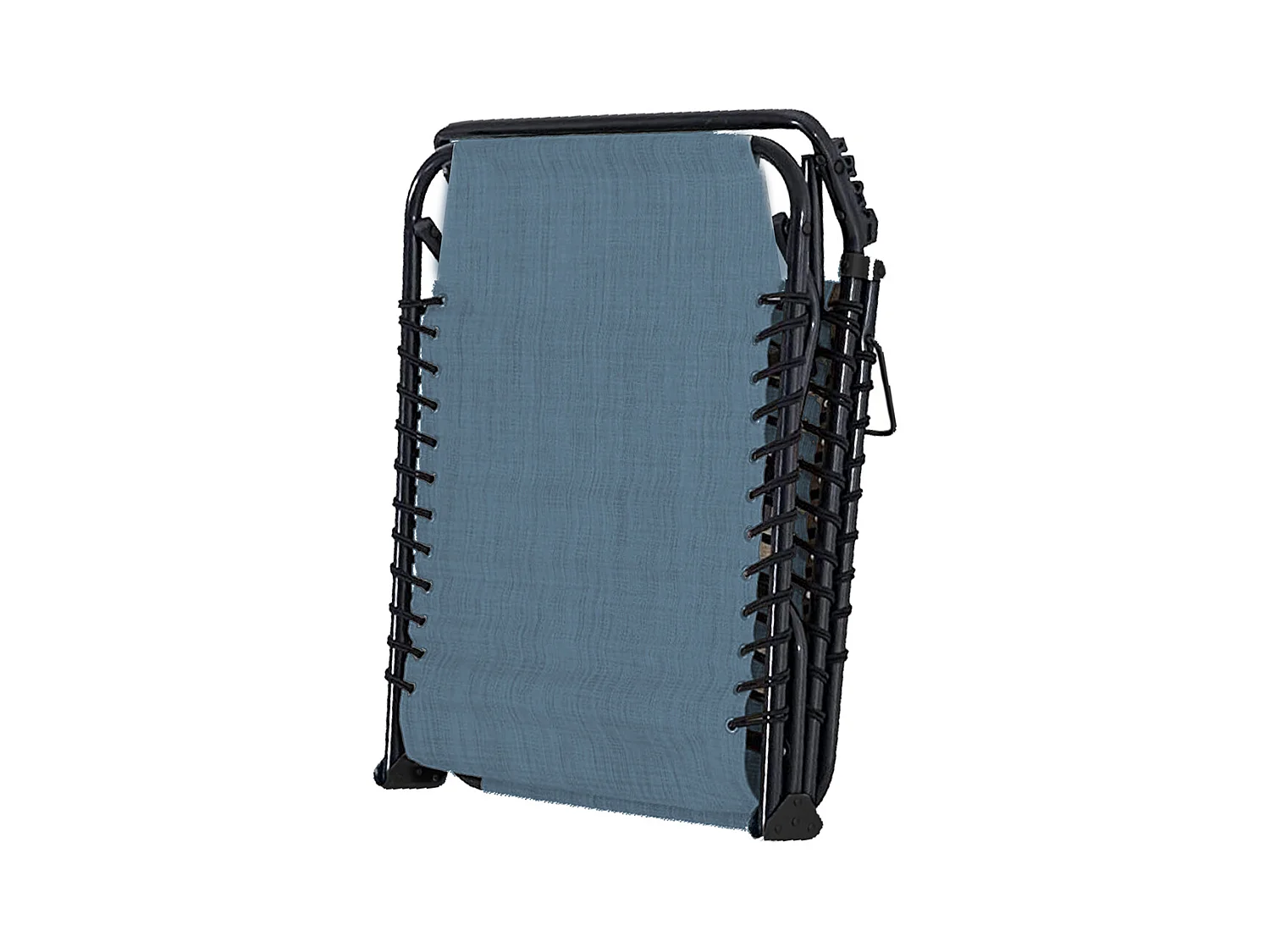 Lot de 2 Transat Chaise longue pliante Bain de soleil coloris bleu avec coussin - Longueur 188 x Profondeur 55 x Hauteur 30 cm