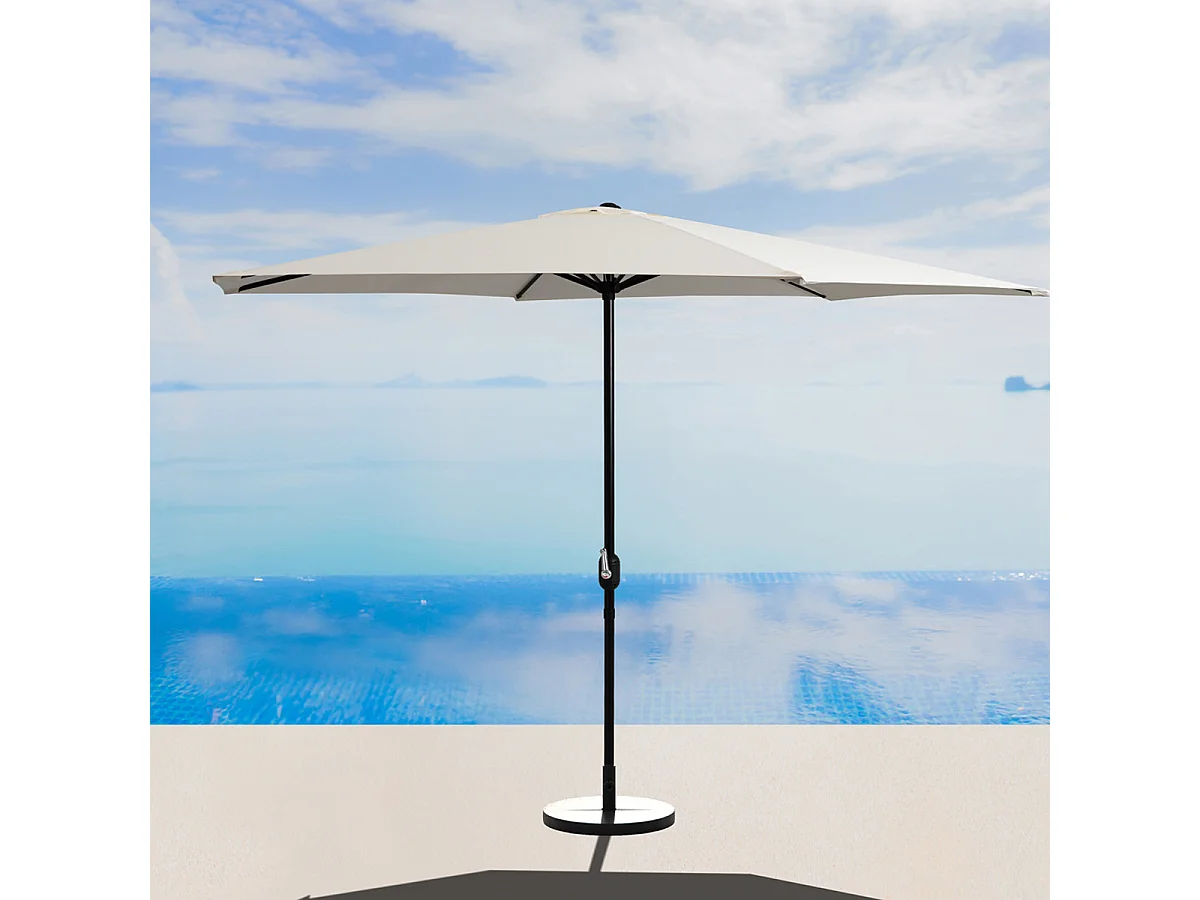 Parasol droit rond coloris Beige 180gr Protection UV50+ Diamètre 300 x Hauteur 245 cm