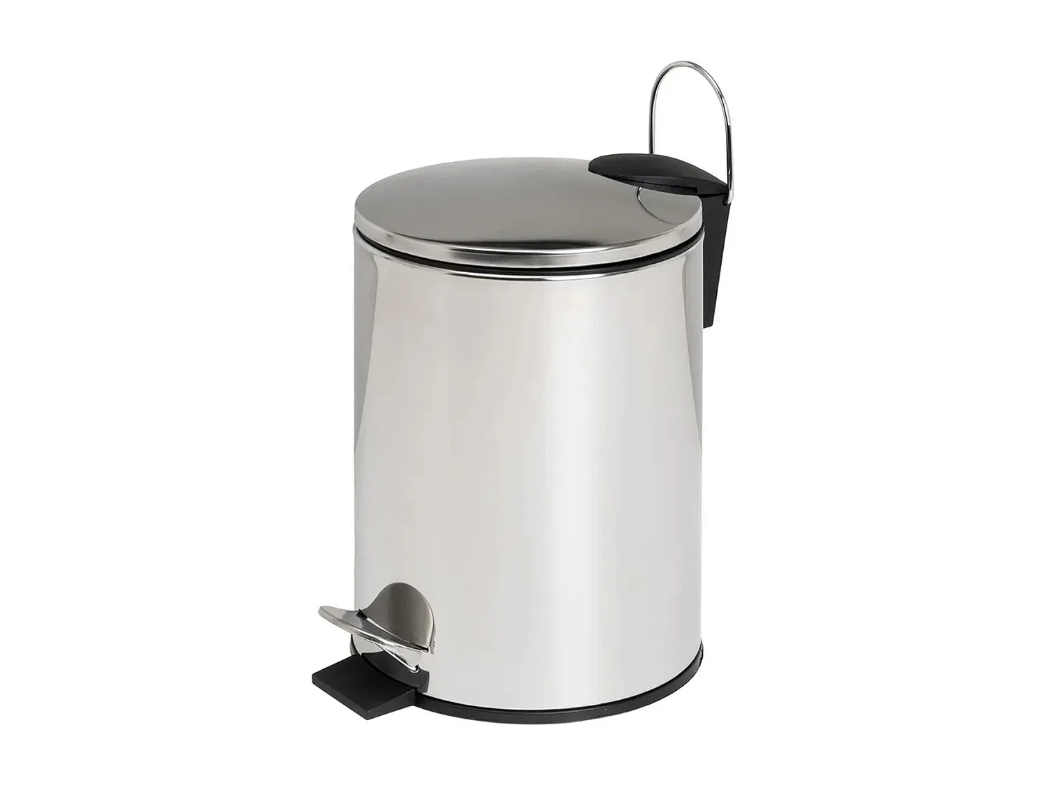 Poubelle de salle de bain avec couvercle en acier inoxydable coloris chromé - diamètre 21 x Hauteur 26 cm