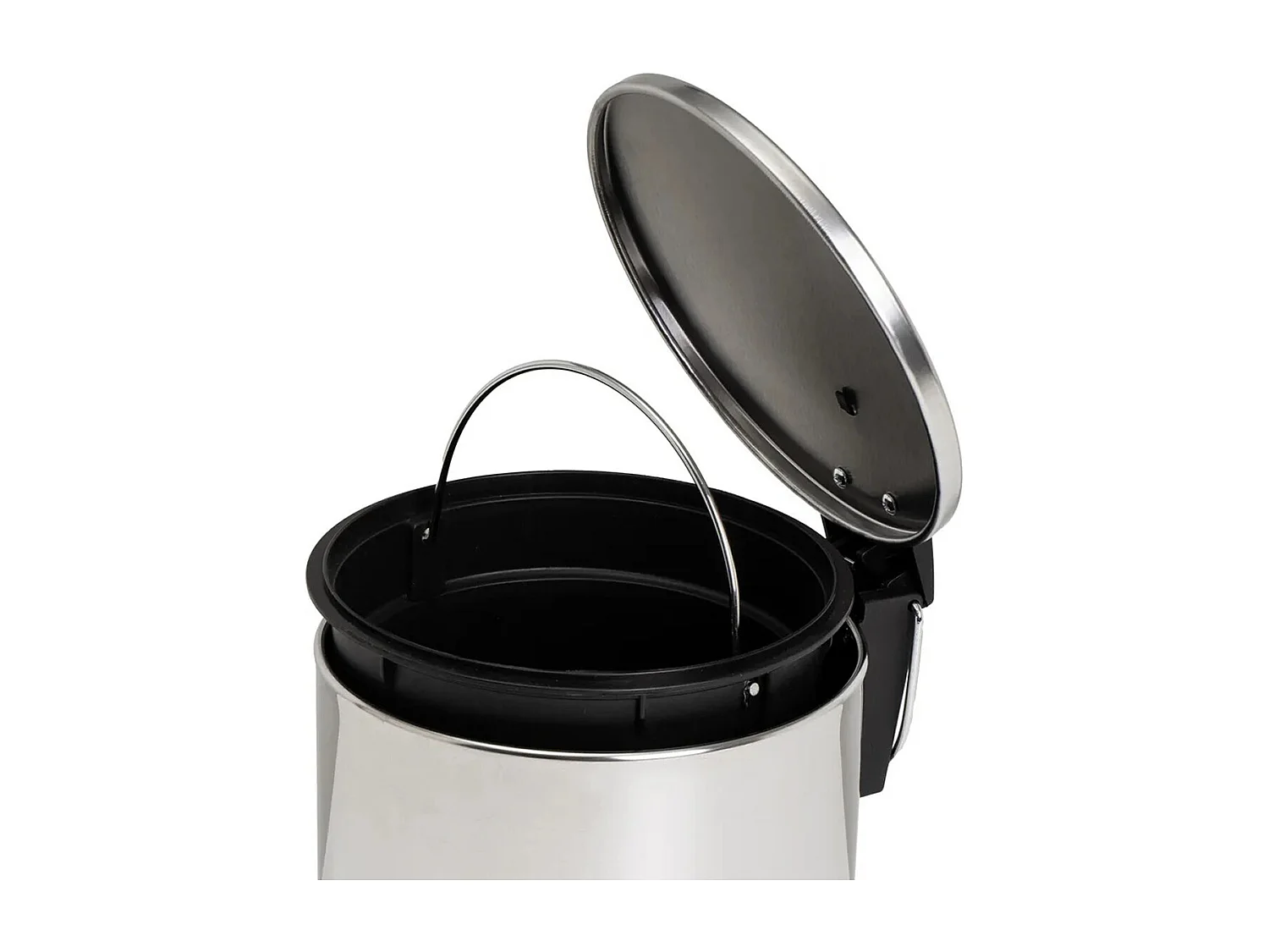 Poubelle de salle de bain avec couvercle en acier inoxydable coloris chromé - diamètre 21 x Hauteur 26 cm