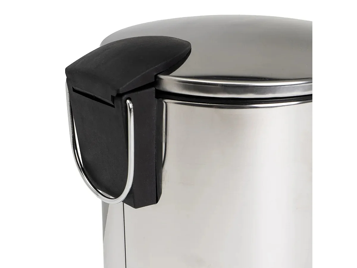 Poubelle de salle de bain avec couvercle en acier inoxydable coloris chromé - diamètre 21 x Hauteur 26 cm