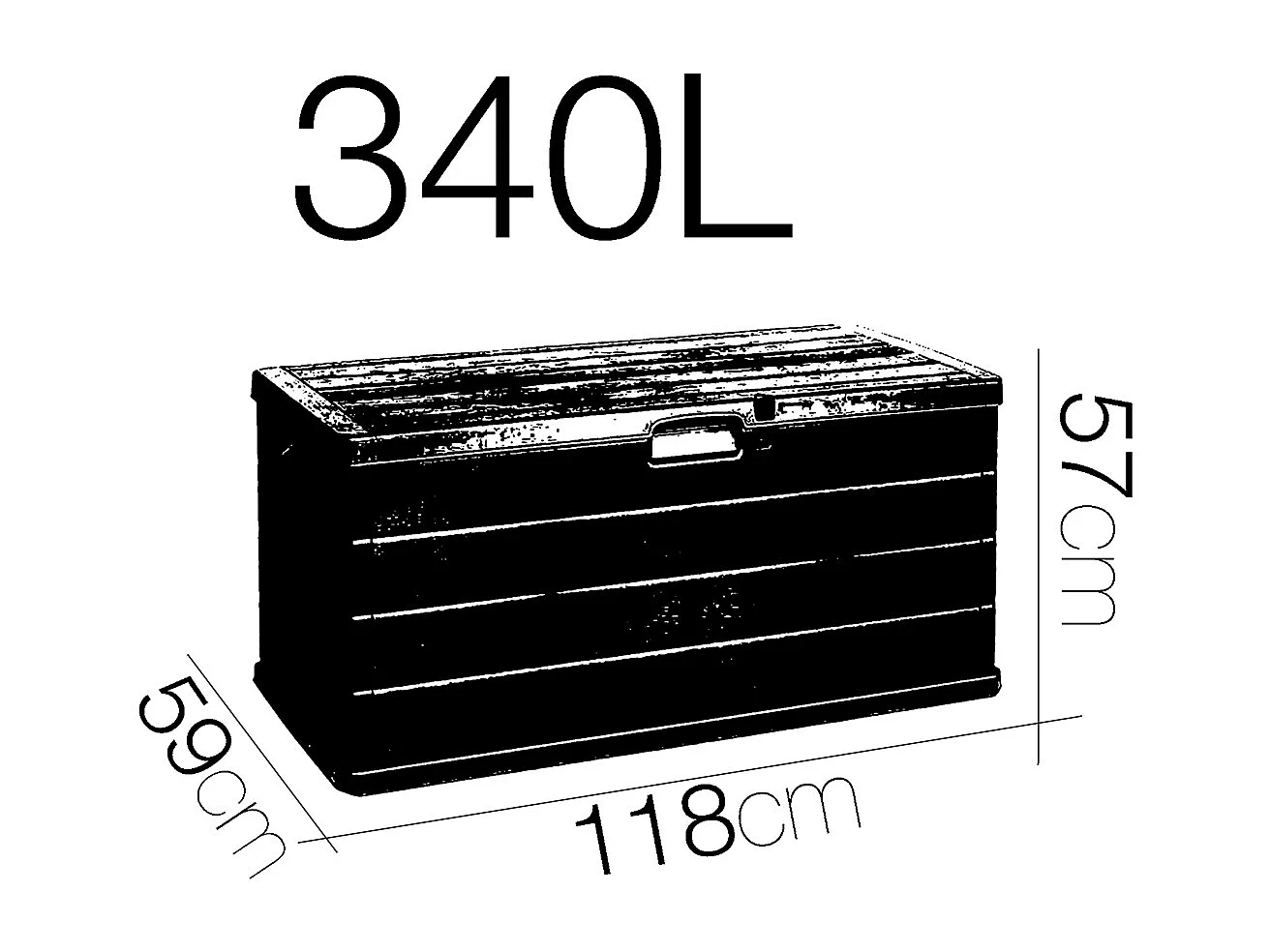 Coffre de jardin , coffre de rangement pour l'extérieur capacité 340L coloris Anthracite - Longueur 118 x Profondeur 59 x Hauteur 57 cm