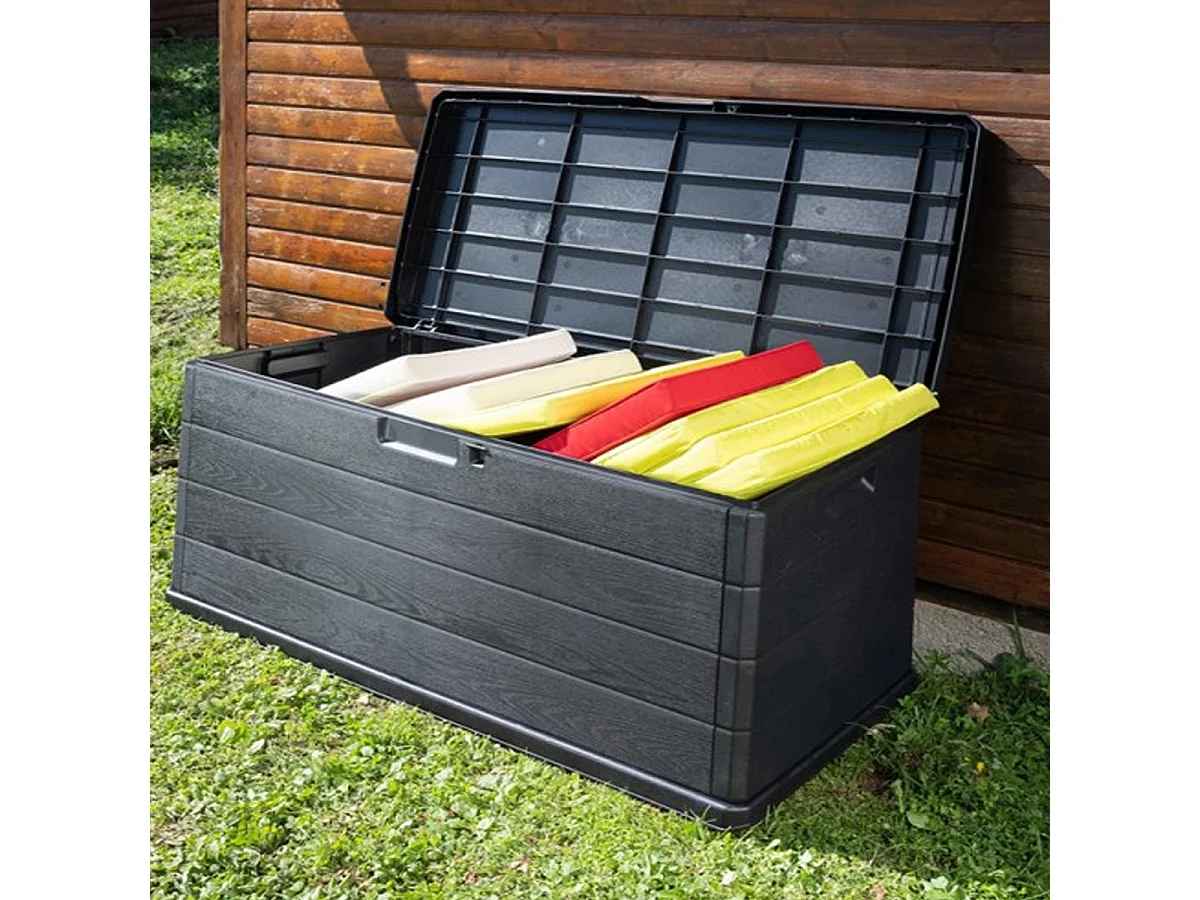 Coffre de jardin , coffre de rangement pour l'extérieur capacité 340L coloris Anthracite - Longueur 118 x Profondeur 59 x Hauteur 57 cm