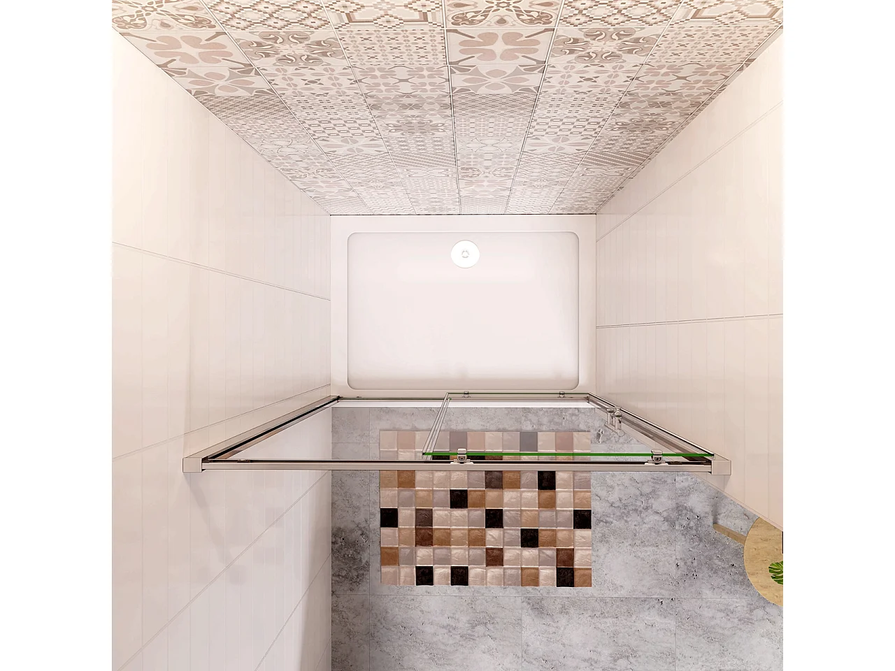 130x185 cm Porta Doccia Per Nicchia Anta Scorrevole Ingresso Laterale In Vetro 5mm Temperato Trasparente