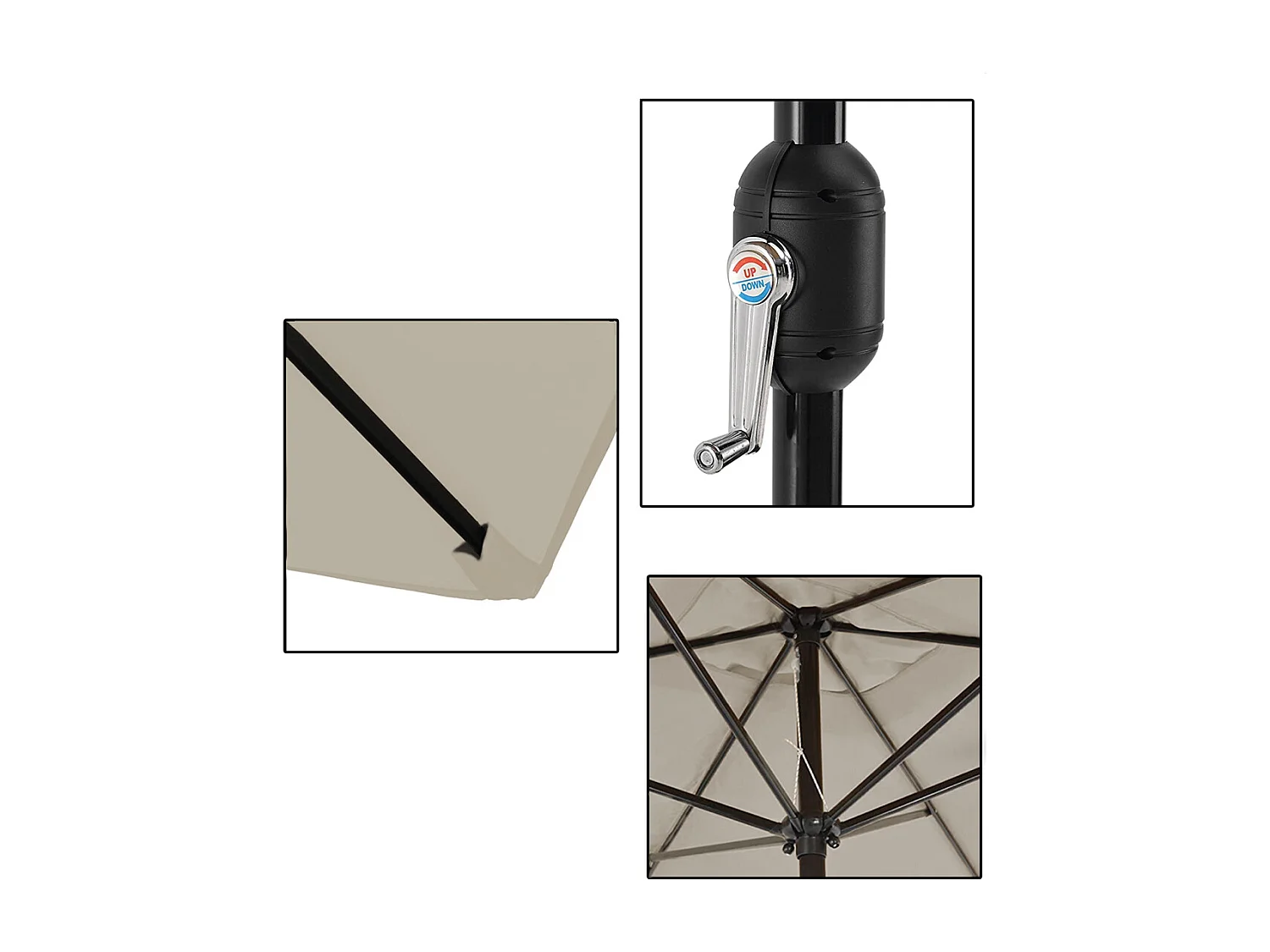 Parasol droit rectangulaire coloris Beige 180gr Protection UV50+ - Longueur 300 x Largeur 200 x Hauteur 245 cm