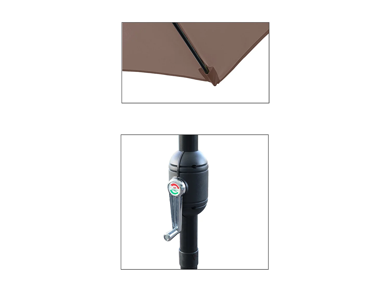 Parasol droit rond coloris Taupe 180 gr Protection  UV50+ Diamètre 300 x Hauteur 245 cm