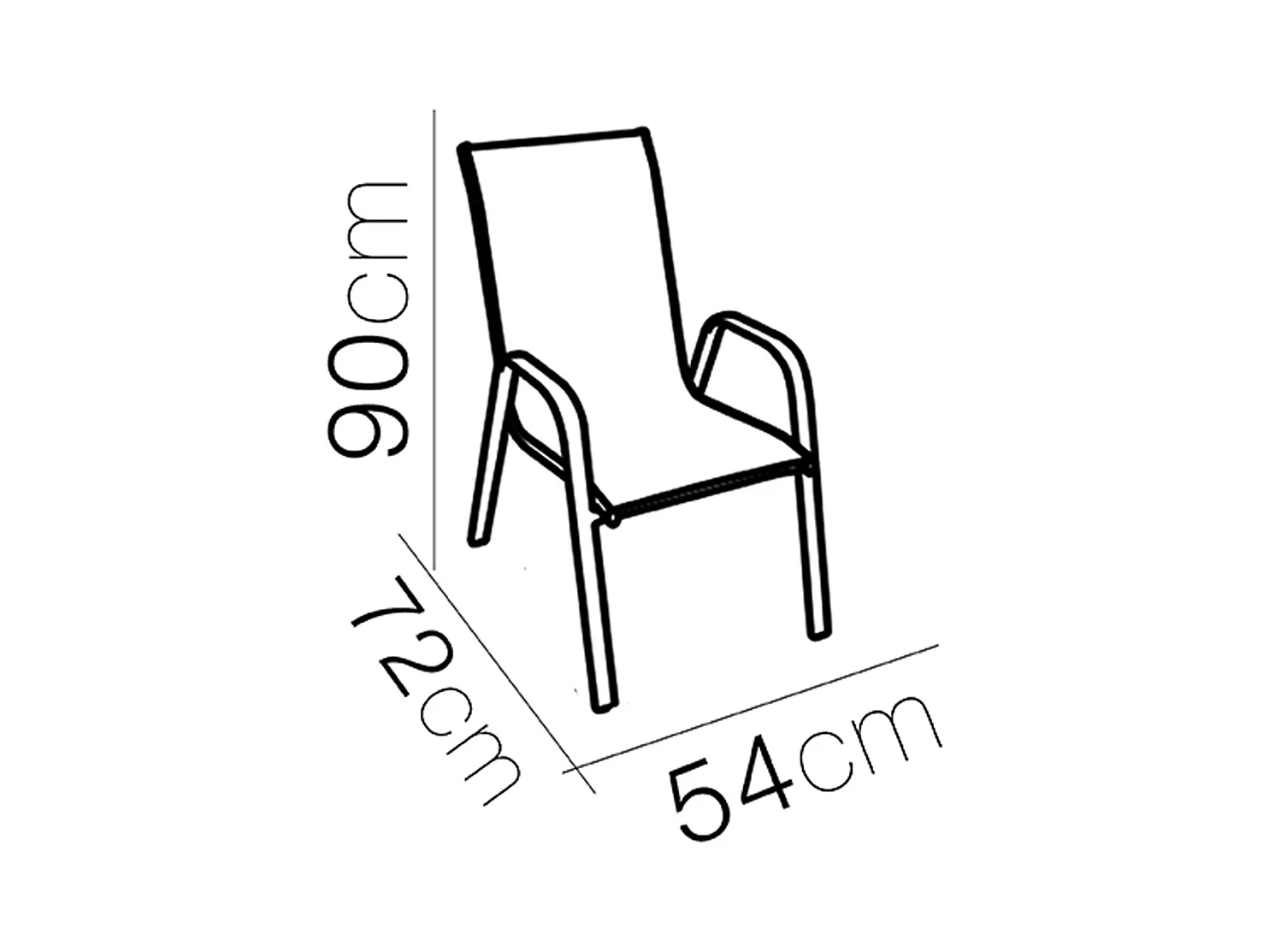 Lot de 4 chaises de jardin en résine, fauteuils d'extérieur empilables avec accoudoirs coloris NOIR - Longueur 54 x profondeur 72 x Hauteur 90 cm