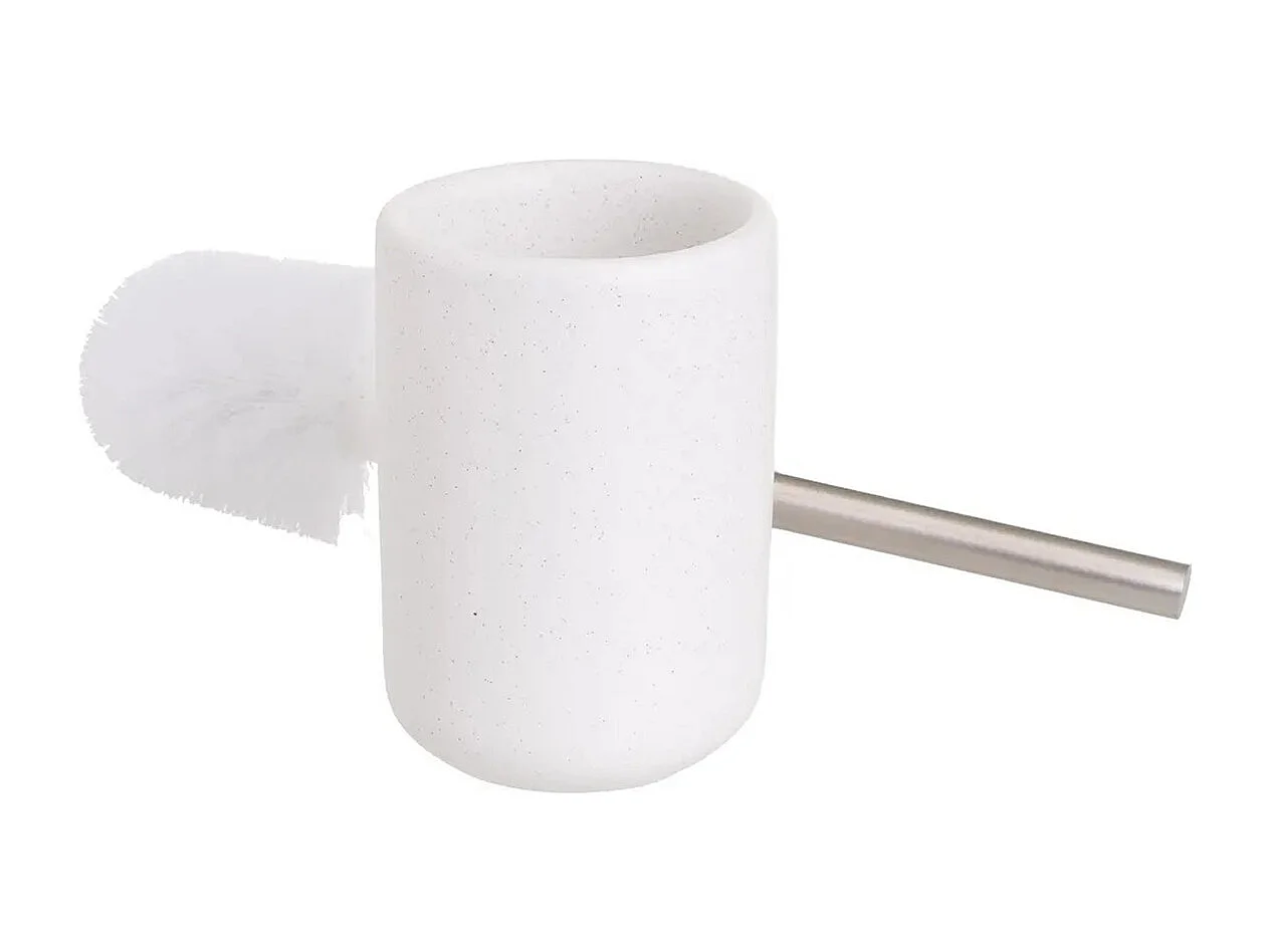 Brosse WC avec Porte-brosse de toilette en céramique coloris blanc - diamètre 12 x Hauteur 34 cm