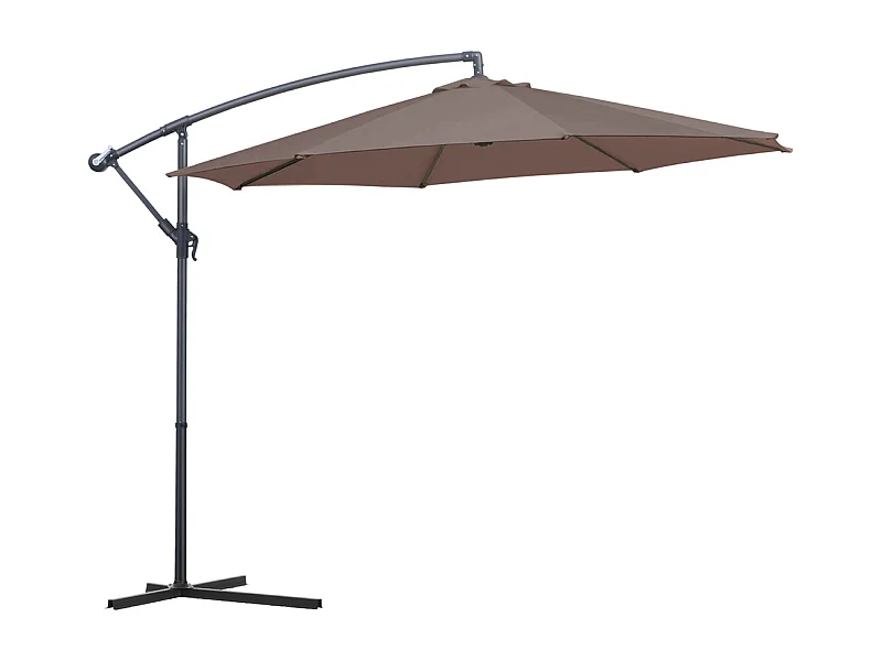 Parasol déporté rond coloris Taupe Protection UV 50+ - Diamètre 300 x Hauteur 245 cm