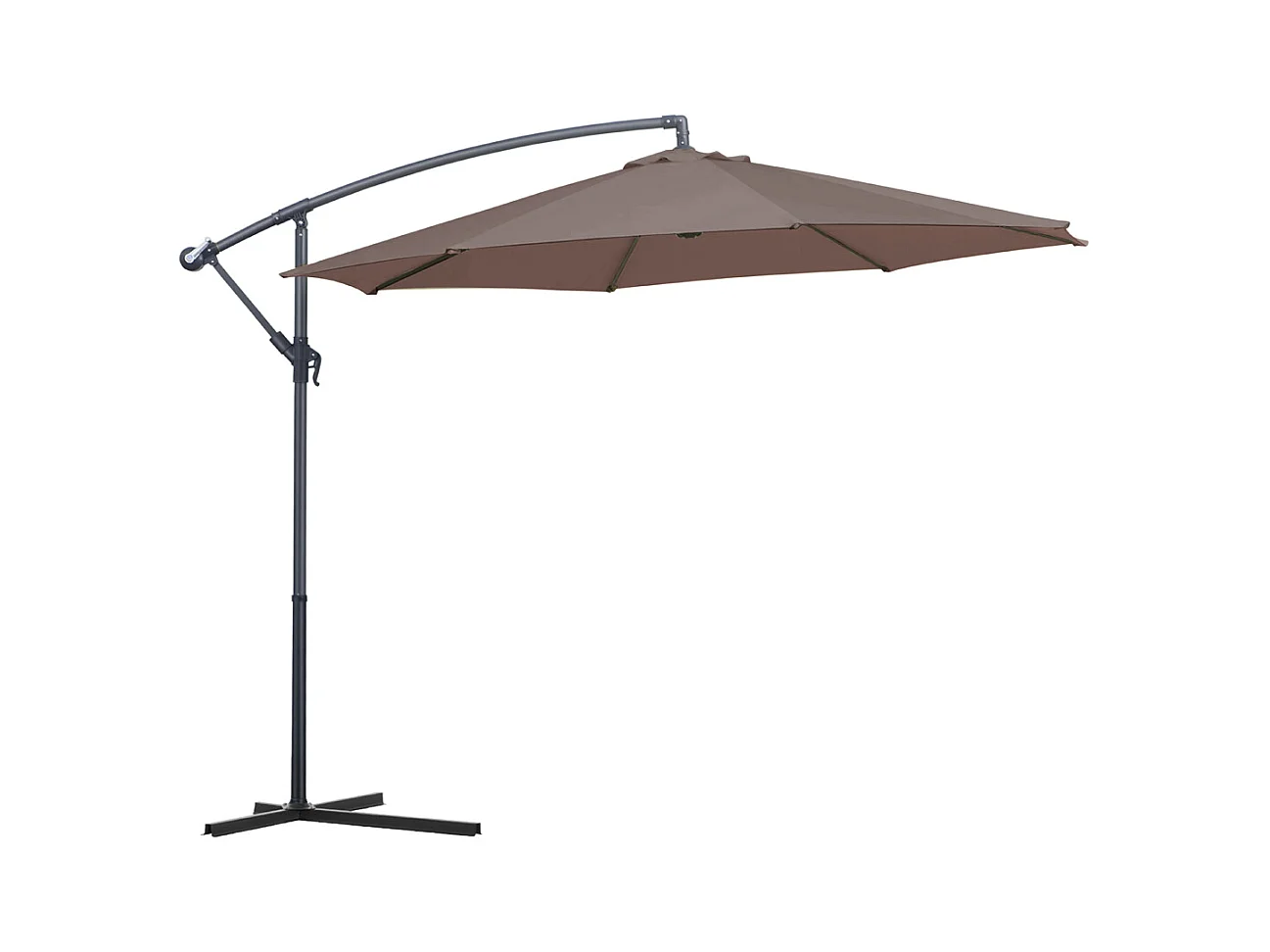 Parasol déporté rond coloris Taupe Protection UV 50+ - Diamètre 300 x Hauteur 245 cm