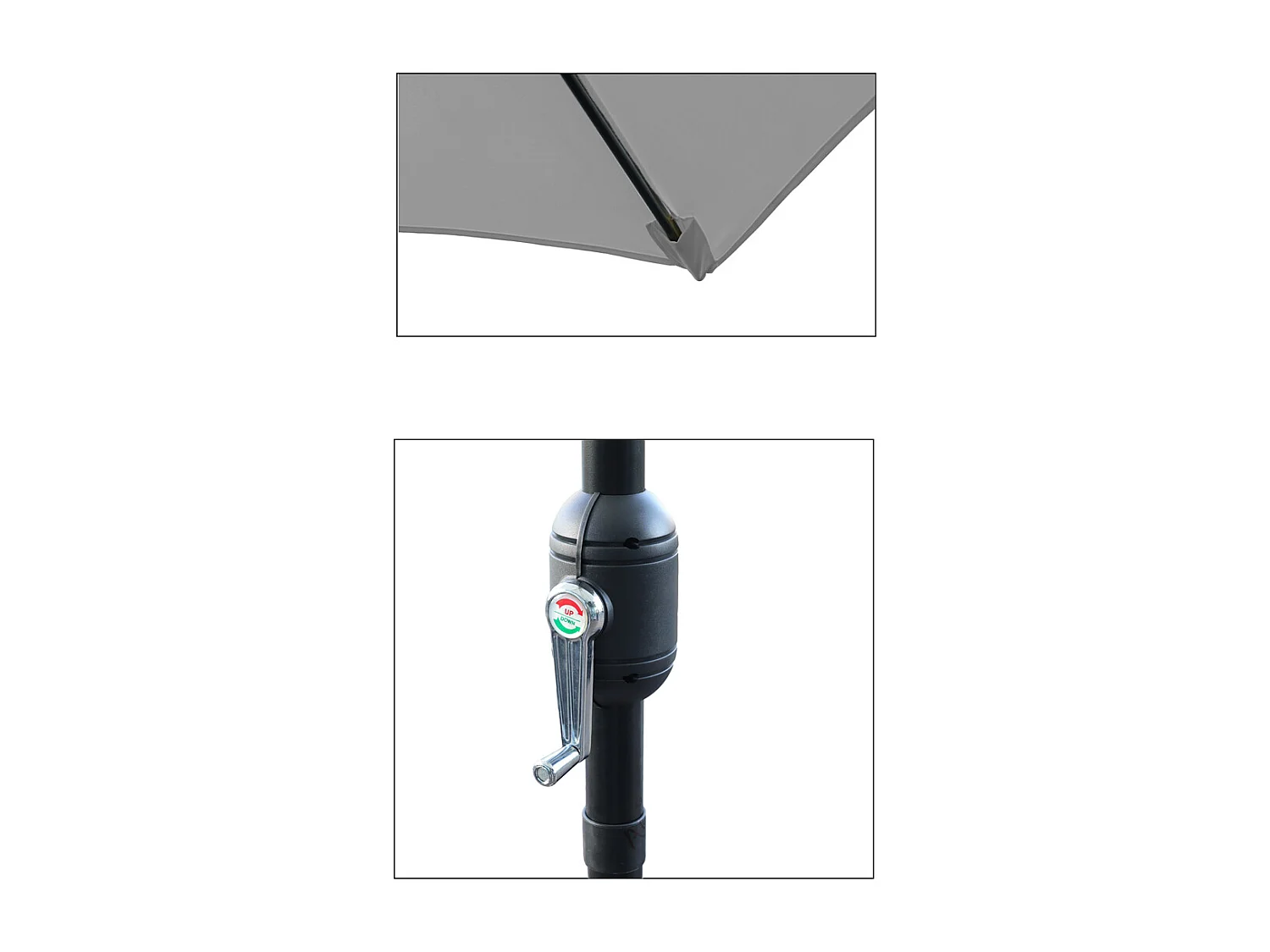 Parasol droit rond coloris GRIS 180 gr Protection  UV50+ Diamètre 300 x Hauteur 245 cm