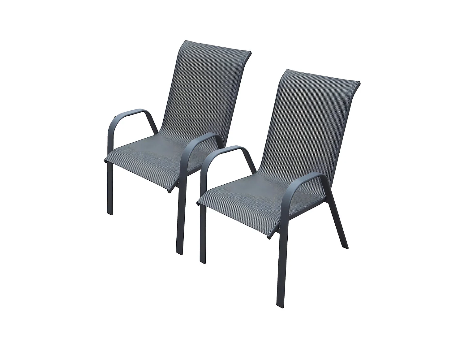 Lot de 2 chaises de jardin en résine, fauteuils d'extérieur empilables avec accoudoirs coloris NOIR - Longueur 54 x profondeur 72 x Hauteur 90 cm