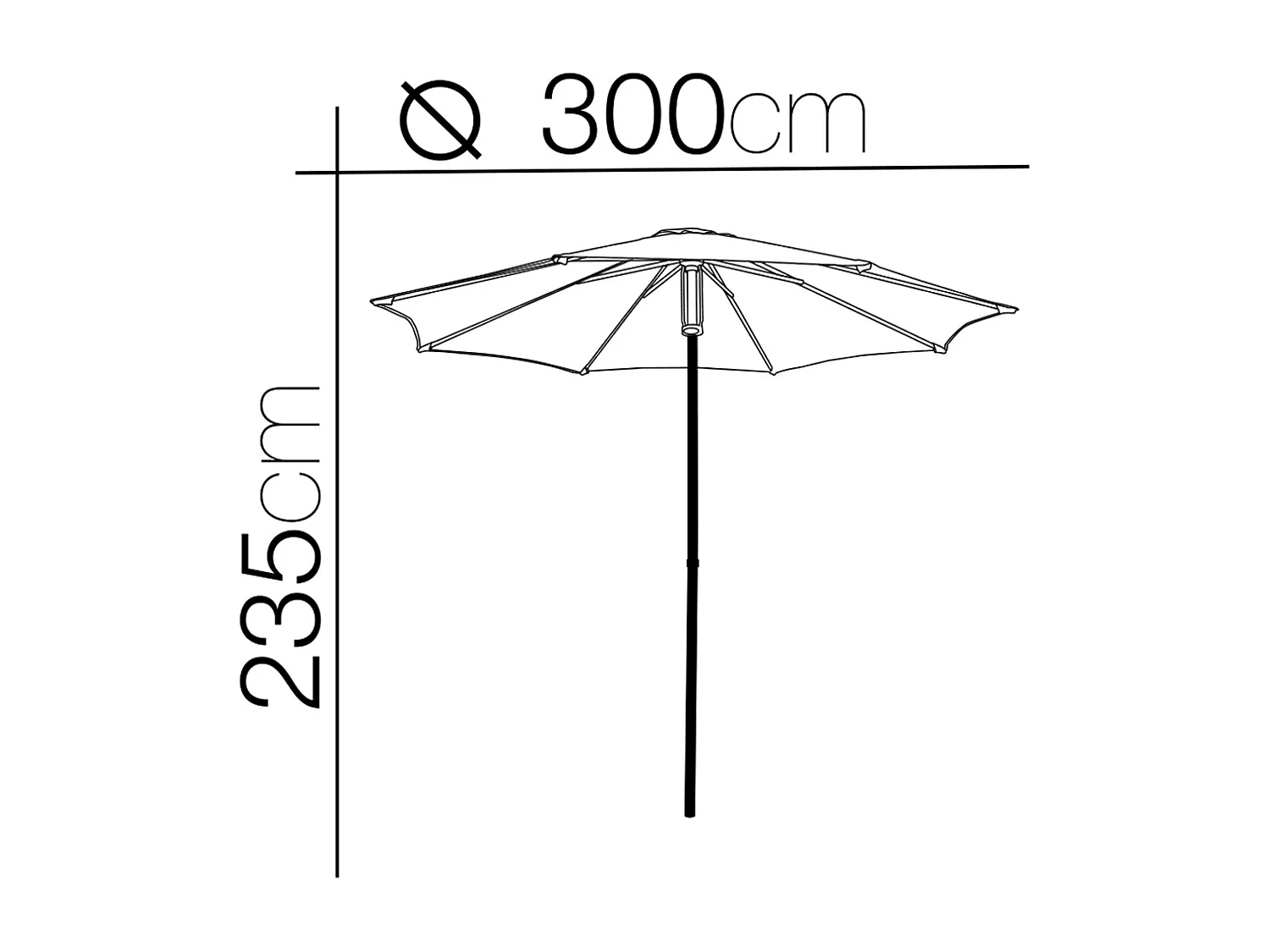 Parasol droit inclinable coloris BEIGE Diamètre 300 x Hauteur 235 cm