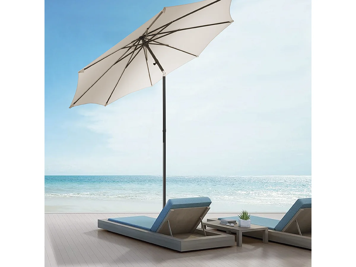 Parasol droit inclinable coloris BEIGE Diamètre 300 x Hauteur 235 cm