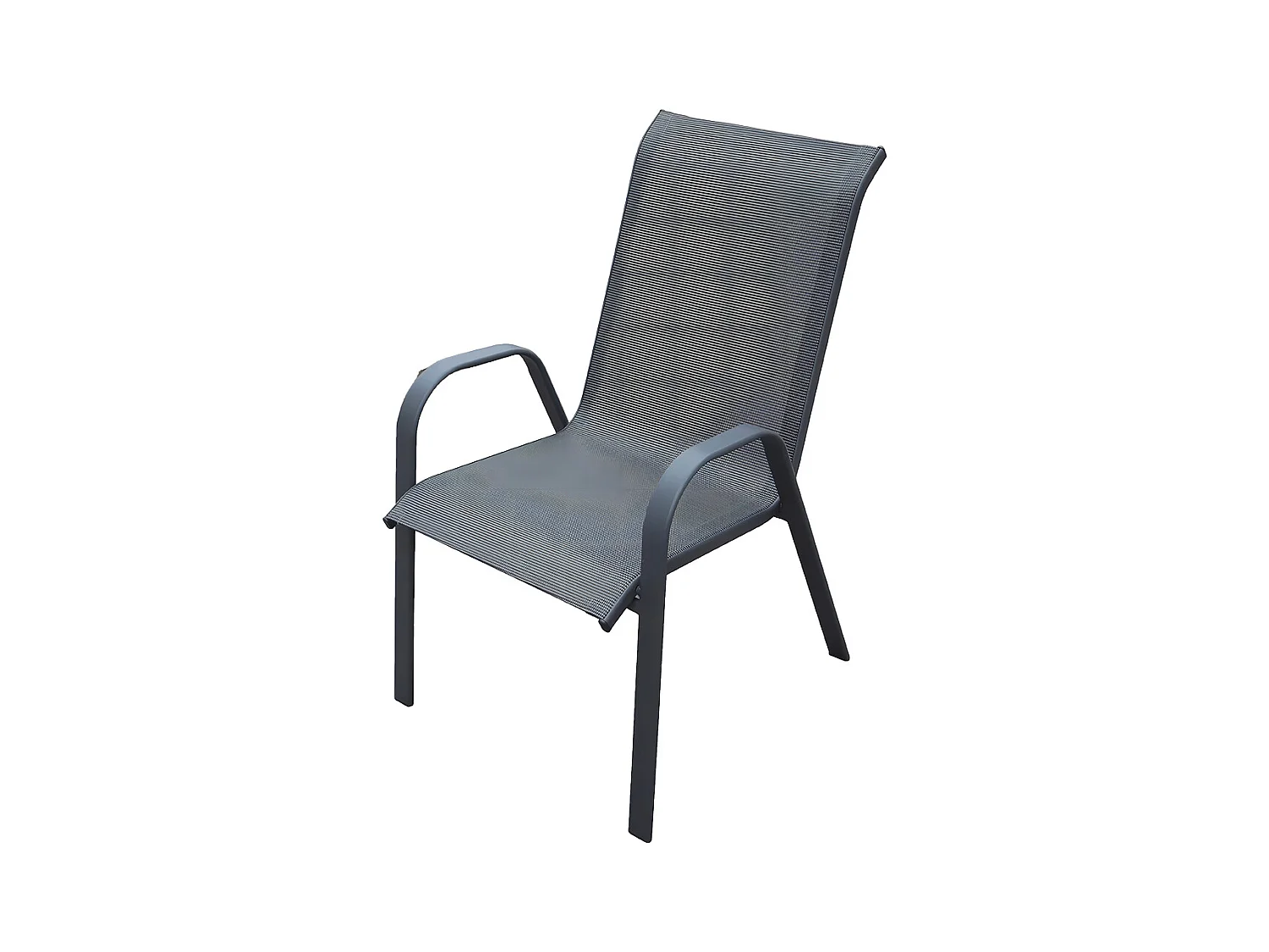 Lot de 6 chaises de jardin en résine, fauteuils d'extérieur empilables avec accoudoirs coloris NOIR - Longueur 54 x profondeur 72 x Hauteur 90 cm