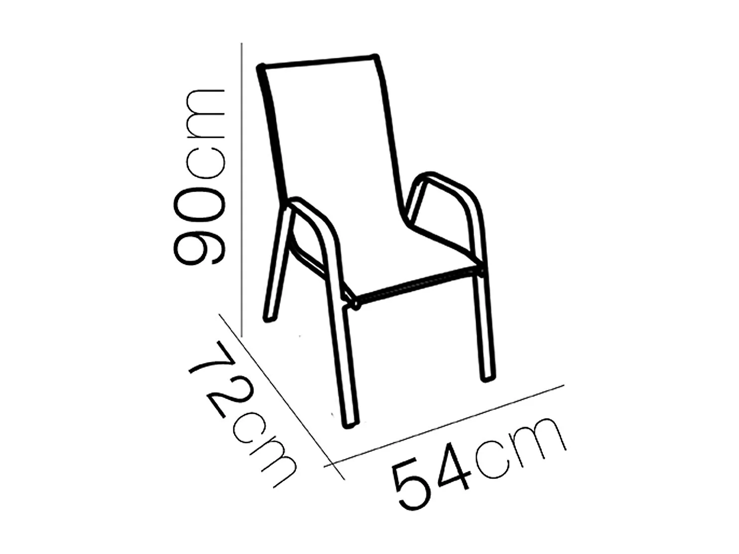 Lot de 6 chaises de jardin en résine, fauteuils d'extérieur empilables avec accoudoirs coloris NOIR - Longueur 54 x profondeur 72 x Hauteur 90 cm