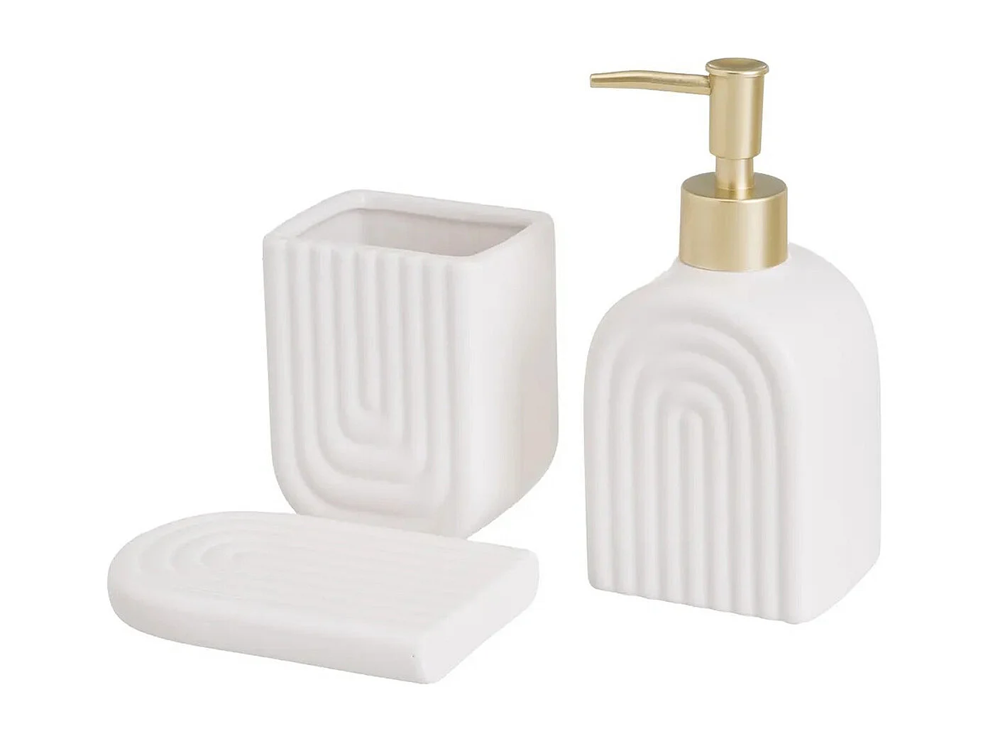 Set d'accessoires de salle de bain 3 pièces en céramique coloris blanc