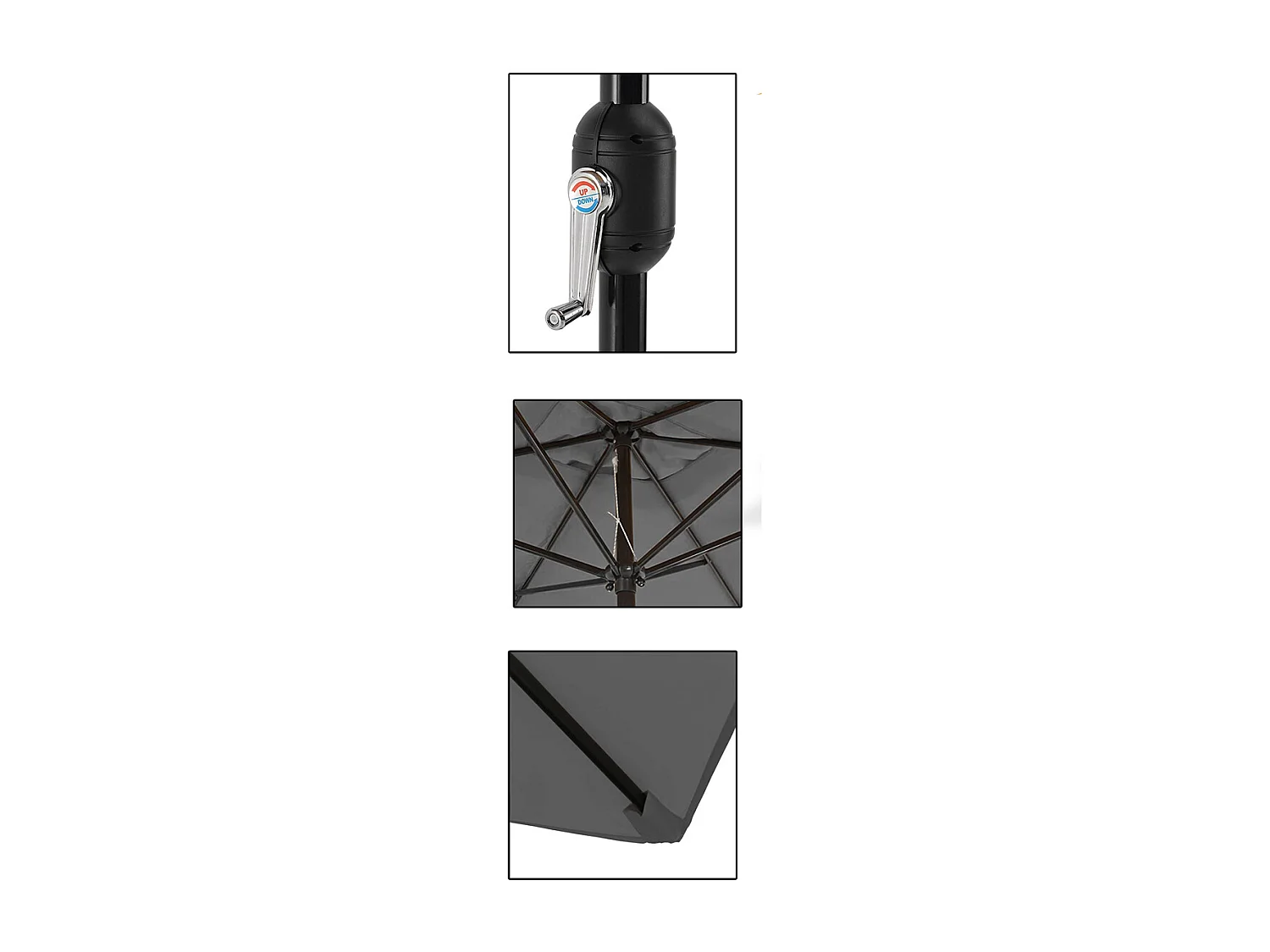 Parasol droit rectangulaire coloris Anthracite 180gr Protection UV50+ - Longueur 300 x Largeur 200 x Hauteur 245 cm