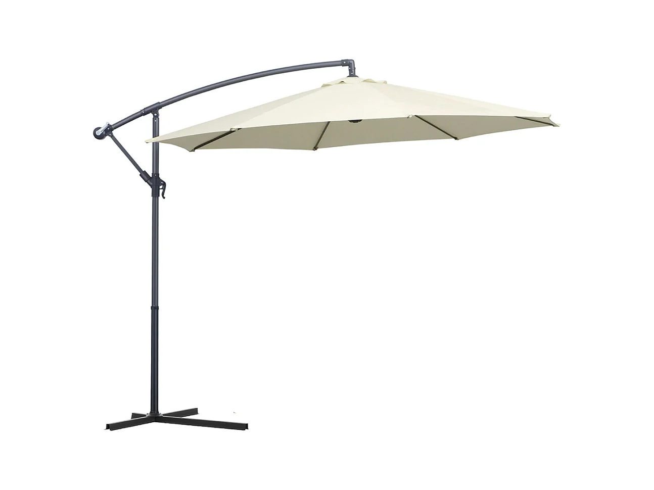 Parasol déporté rond coloris Beige Protection UV 50+ - Diamètre 300 x Hauteur 245 cm