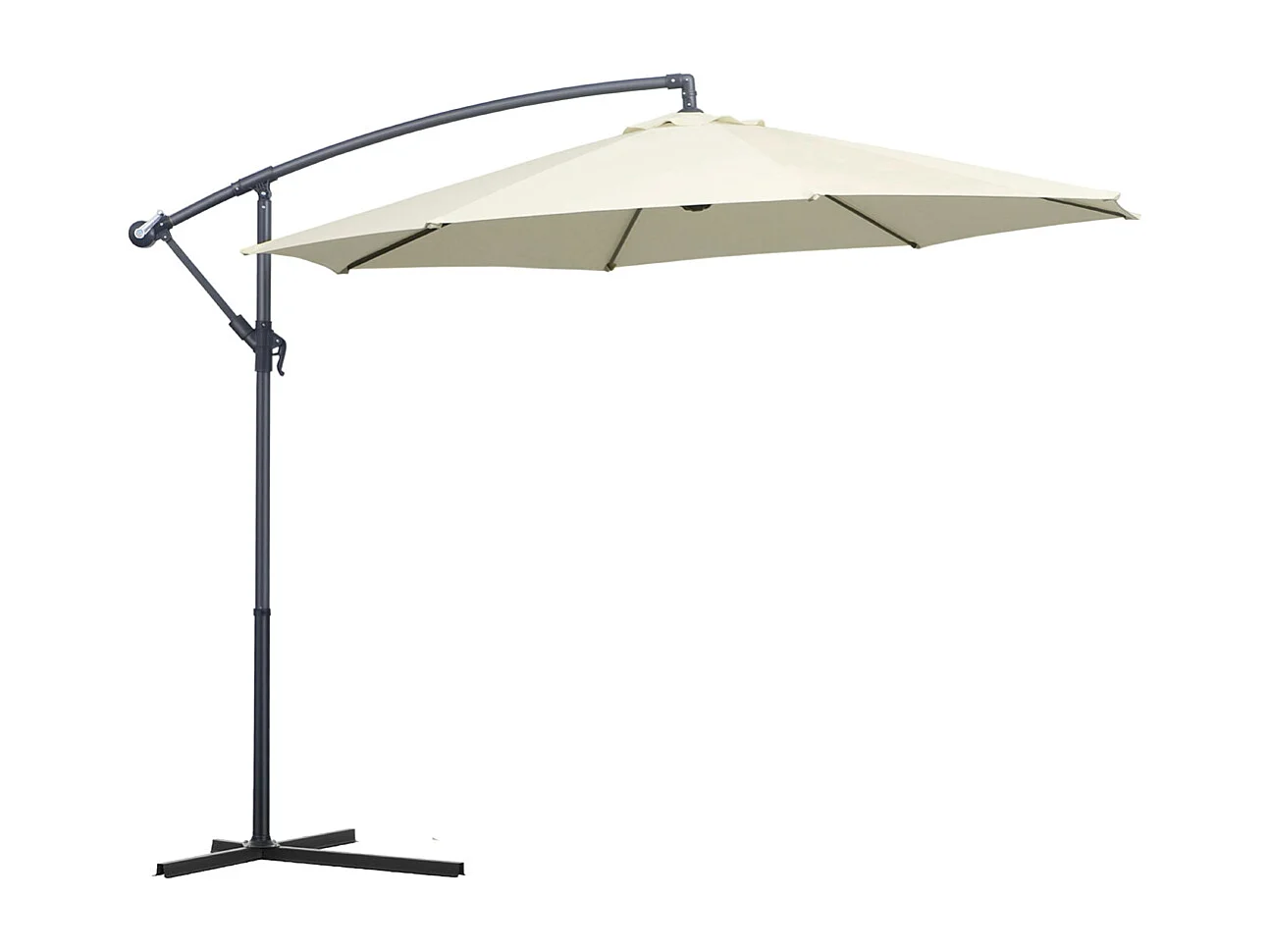 Parasol déporté rond coloris Beige Protection UV 50+ - Diamètre 300 x Hauteur 245 cm