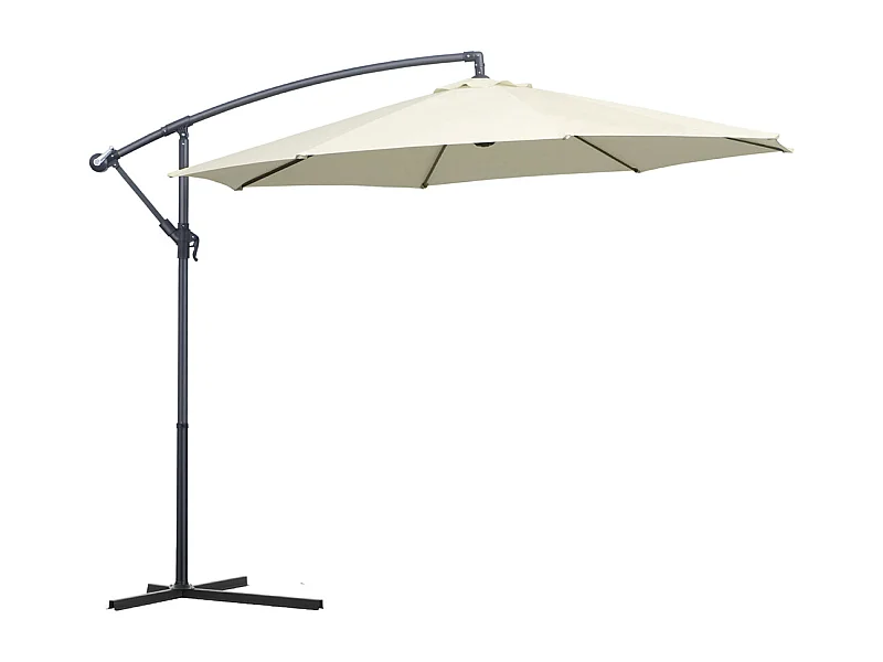 Parasol déporté rond coloris Beige Protection UV 50+ - Diamètre 300 x Hauteur 245 cm