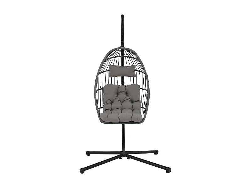 Fauteuil suspendu pliable Balancelle avec coussin d'assise, chaise balançoire pour l’intérieur et l’extérieur - Longueur 103 x Profondeur 103 x Hauteur 197 cm