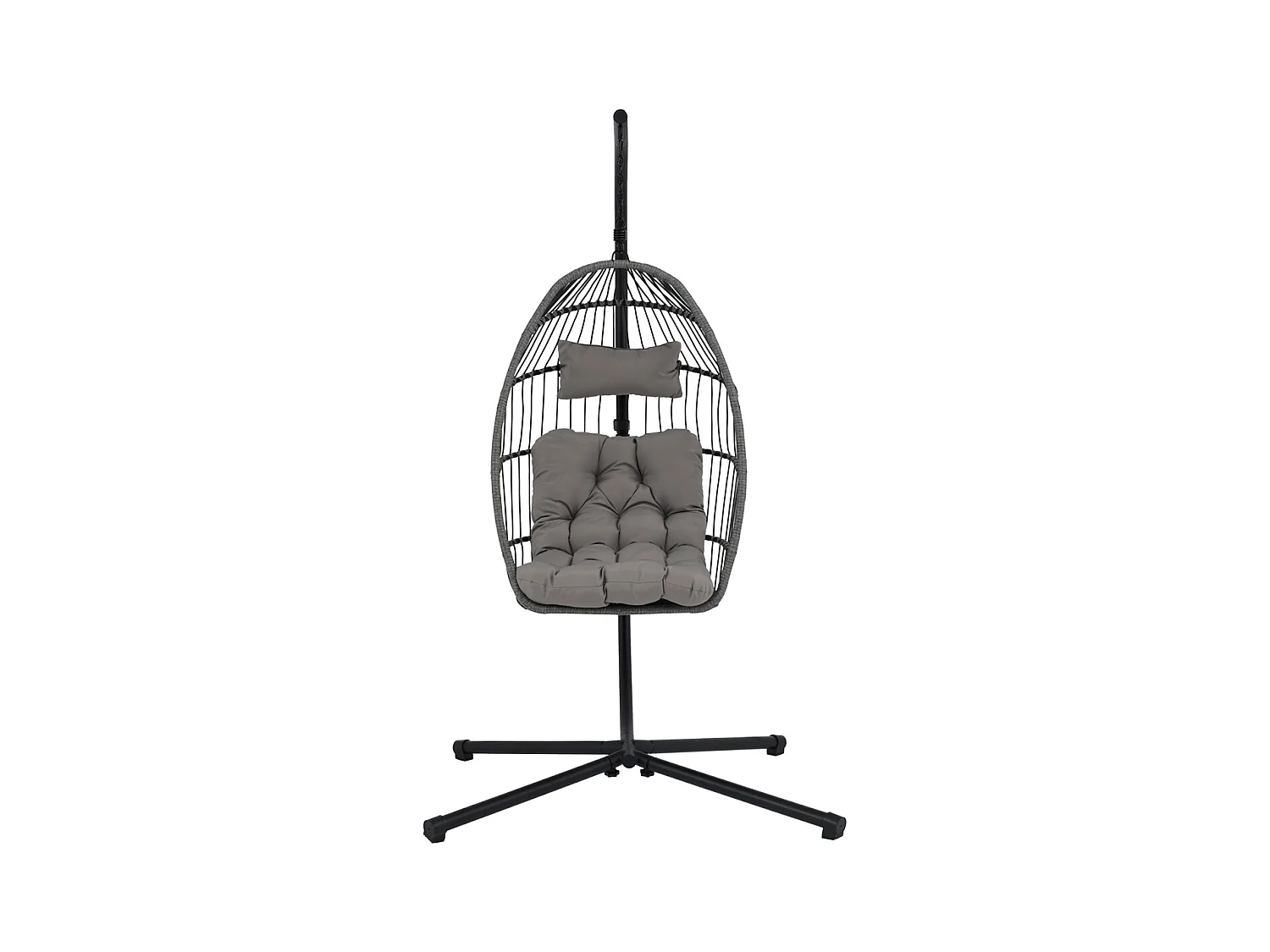 Fauteuil suspendu pliable Balancelle avec coussin d'assise, chaise balançoire pour l’intérieur et l’extérieur - Longueur 103 x Profondeur 103 x Hauteur 197 cm