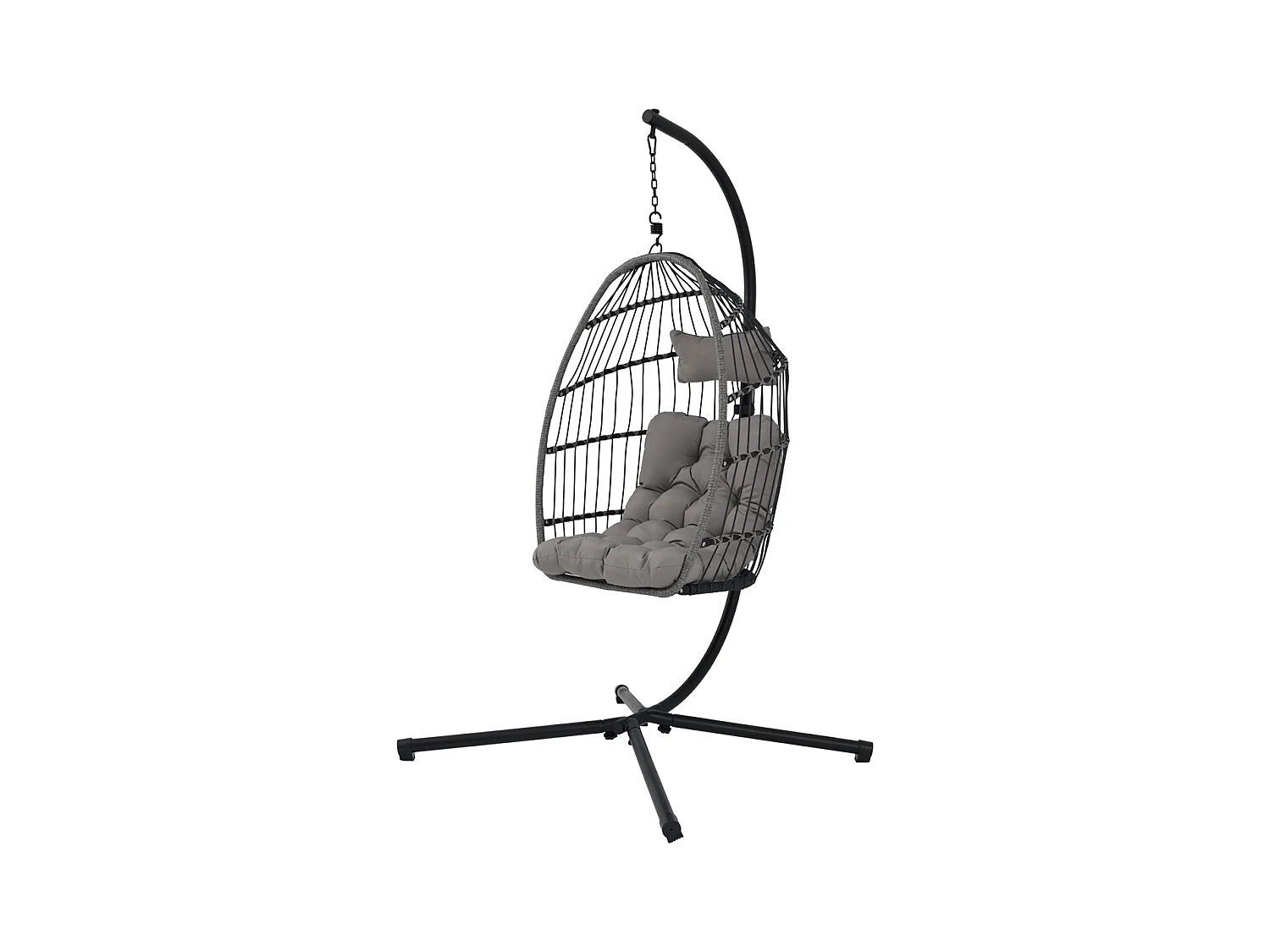 Fauteuil suspendu pliable Balancelle avec coussin d'assise, chaise balançoire pour l’intérieur et l’extérieur - Longueur 103 x Profondeur 103 x Hauteur 197 cm