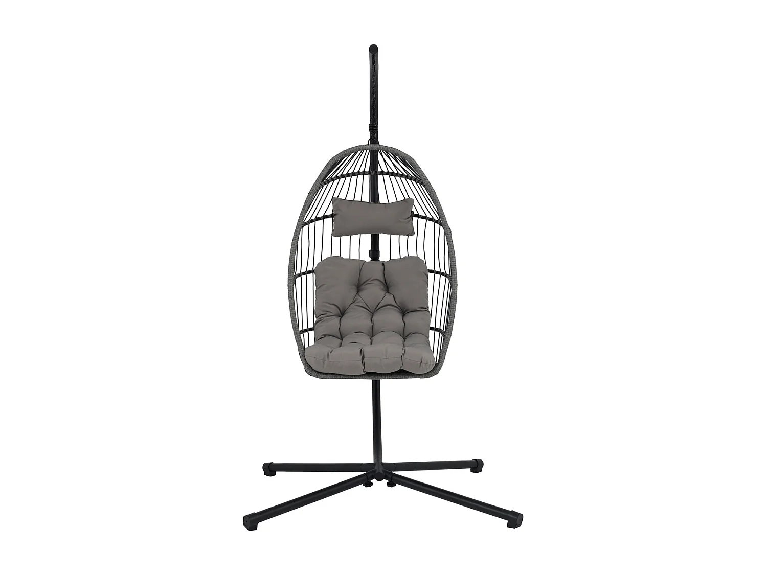 Fauteuil suspendu pliable Balancelle avec coussin d'assise, chaise balançoire pour l’intérieur et l’extérieur - Longueur 103 x Profondeur 103 x Hauteur 197 cm