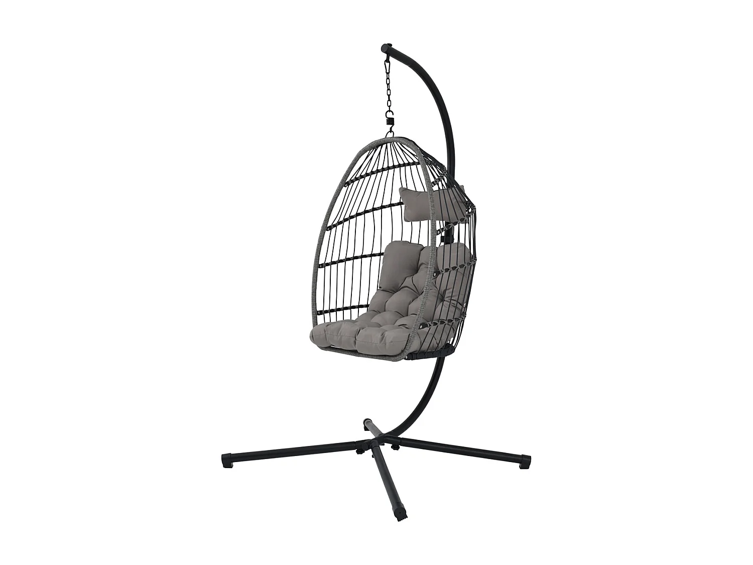 Fauteuil suspendu pliable Balancelle avec coussin d'assise, chaise balançoire pour l’intérieur et l’extérieur - Longueur 103 x Profondeur 103 x Hauteur 197 cm