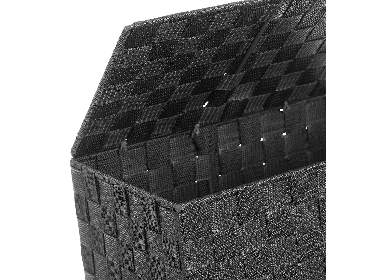 Set de 3 coffres paniers de rangement avec couvercle coloris gris