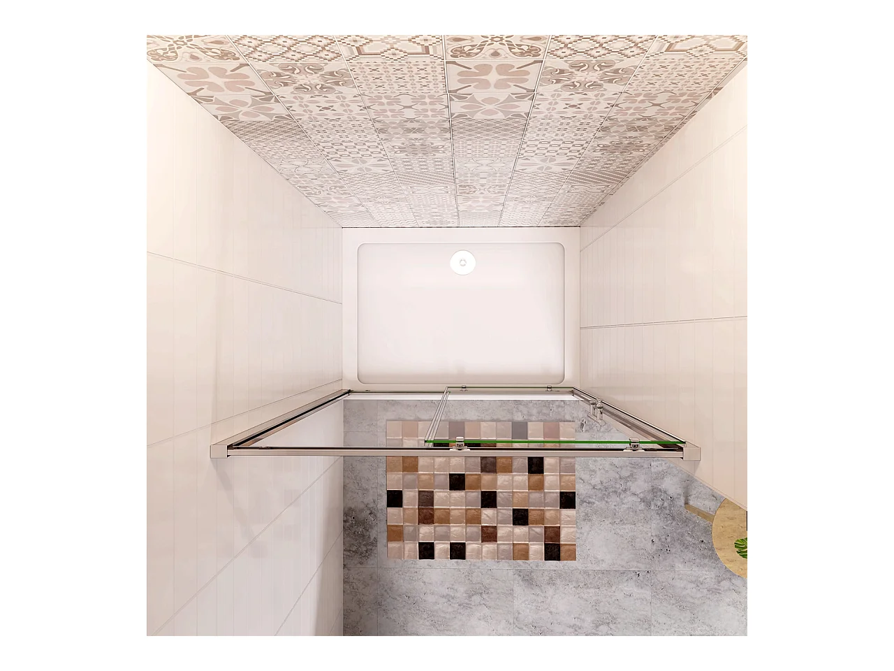 110x185 cm Porta Doccia Per Nicchia Anta Scorrevole Ingresso Laterale In Vetro 5mm Temperato Trasparente