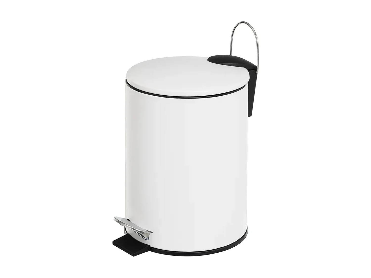 Poubelle de salle de bain en métal coloris blanc avec couvercle - diamètre 21 x Hauteur 26 cm