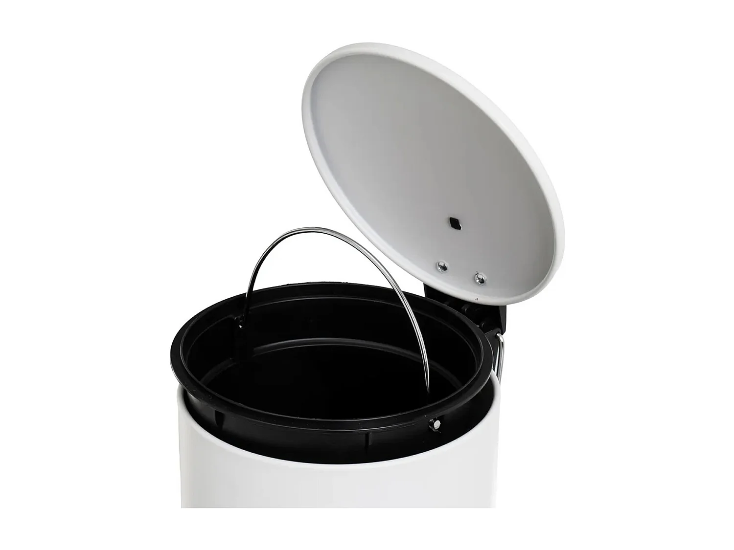 Poubelle de salle de bain en métal coloris blanc avec couvercle - diamètre 21 x Hauteur 26 cm