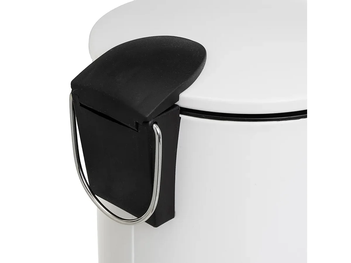 Poubelle de salle de bain en métal coloris blanc avec couvercle - diamètre 21 x Hauteur 26 cm