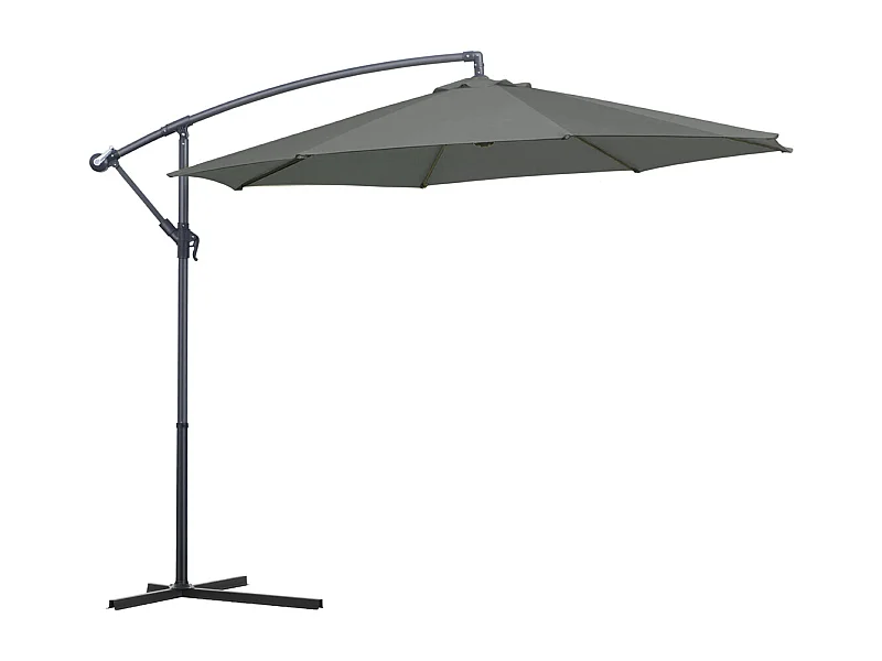 Parasol déporté rond coloris Anthracite Protection UV 50+ - Diamètre 300 x Hauteur 245 cm