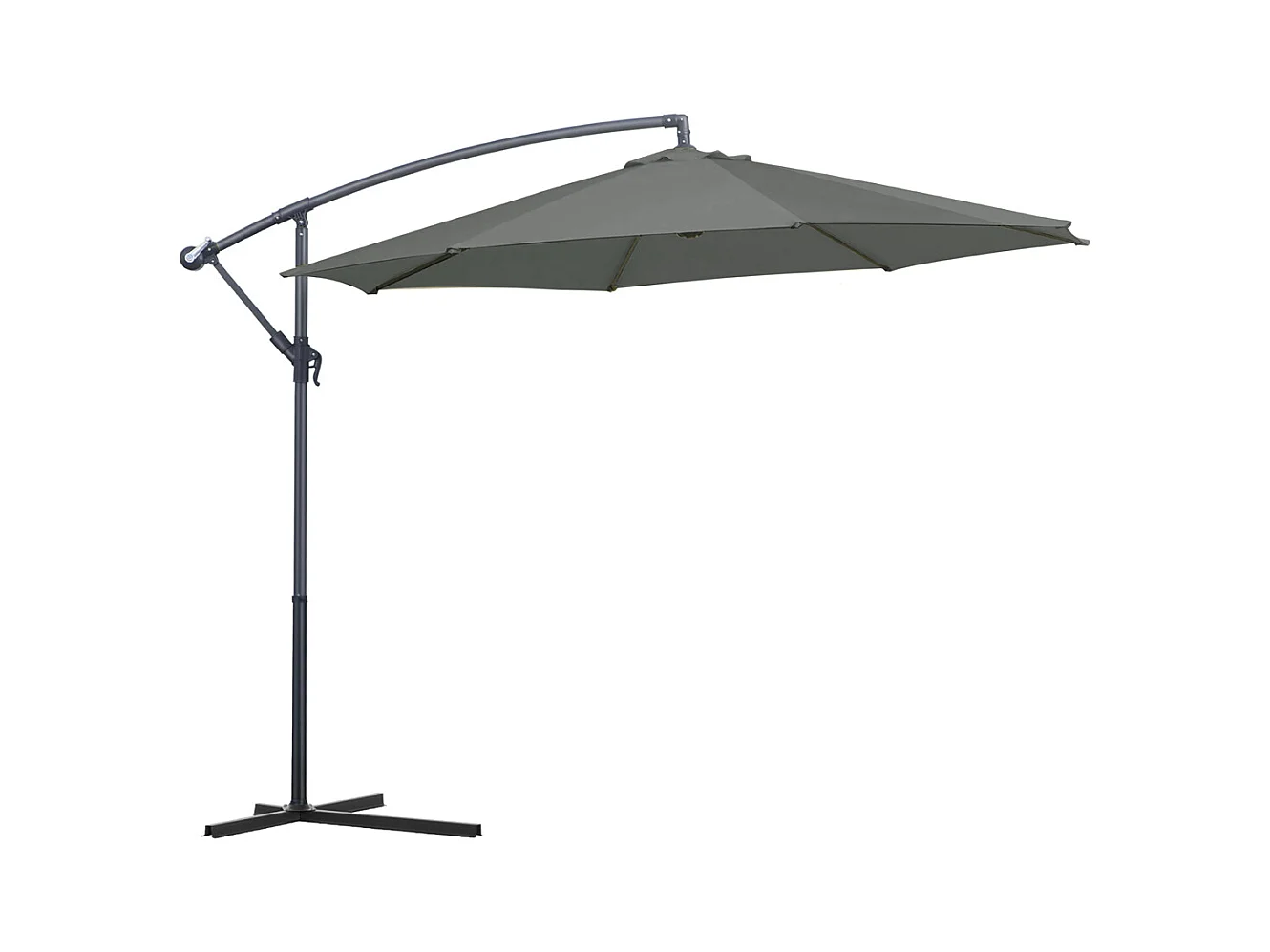 Parasol déporté rond coloris Anthracite Protection UV 50+ - Diamètre 300 x Hauteur 245 cm
